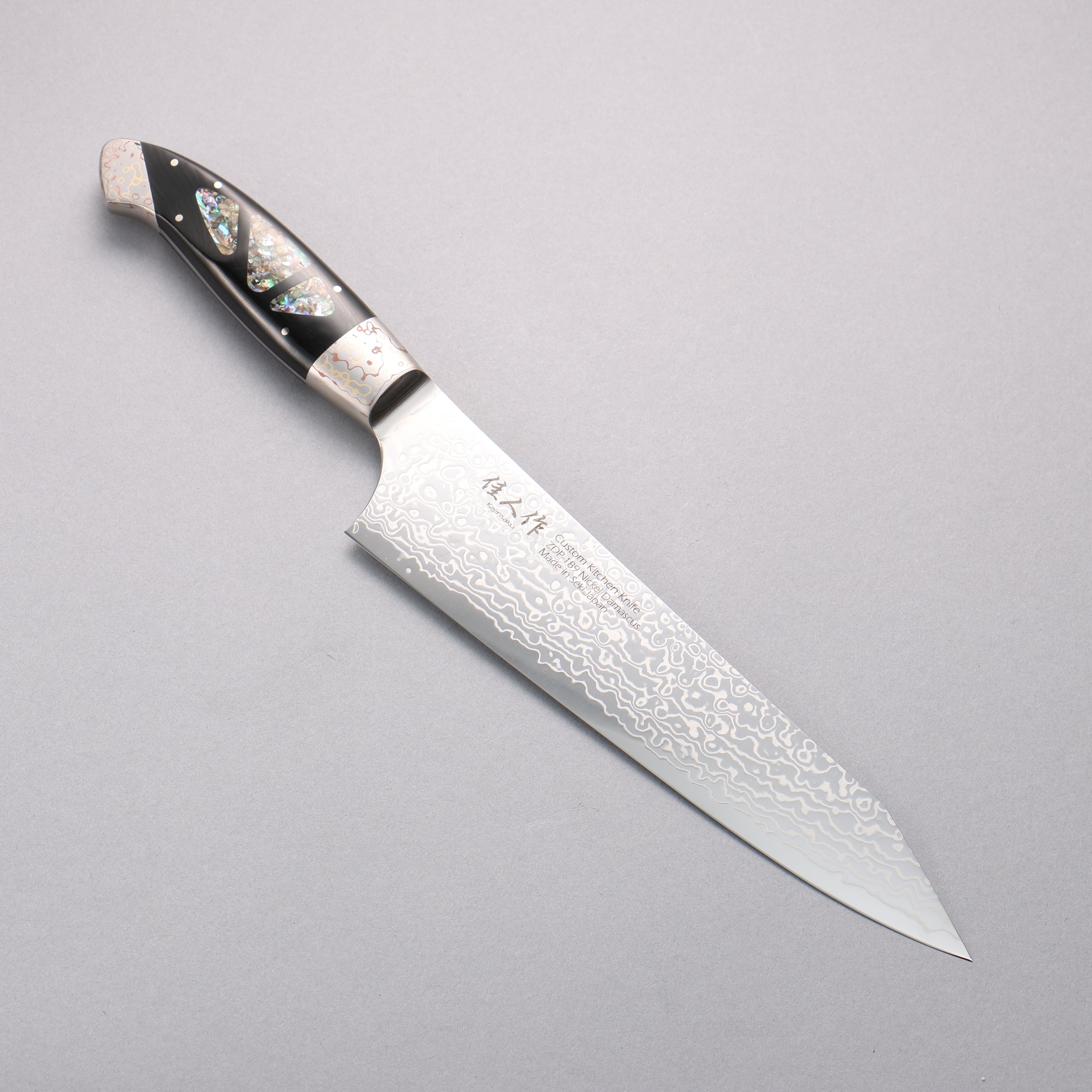 Premium ZDP189 Damascus Kiritsuke Gyuto Knife 210mm - Japanese Chef Knife with Abalone Inlay Handle - Perfect for Sushi, Sashimi & Precision Cutting