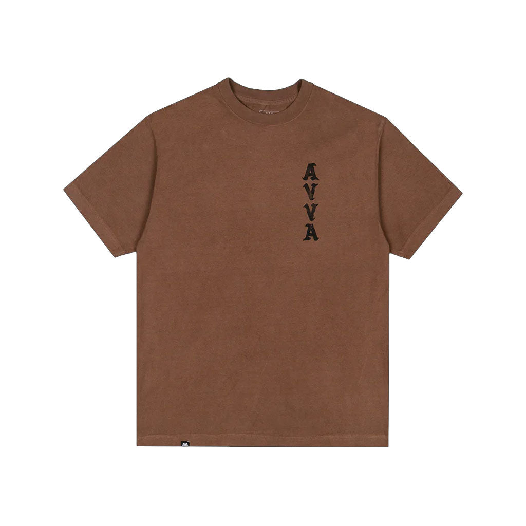Avva Heavyweight Short Sleeve T-Shirt for Men - Soft Cotton Crewneck Tee - Chestnut Brown - Casual Wear & Gym Workout Shirt