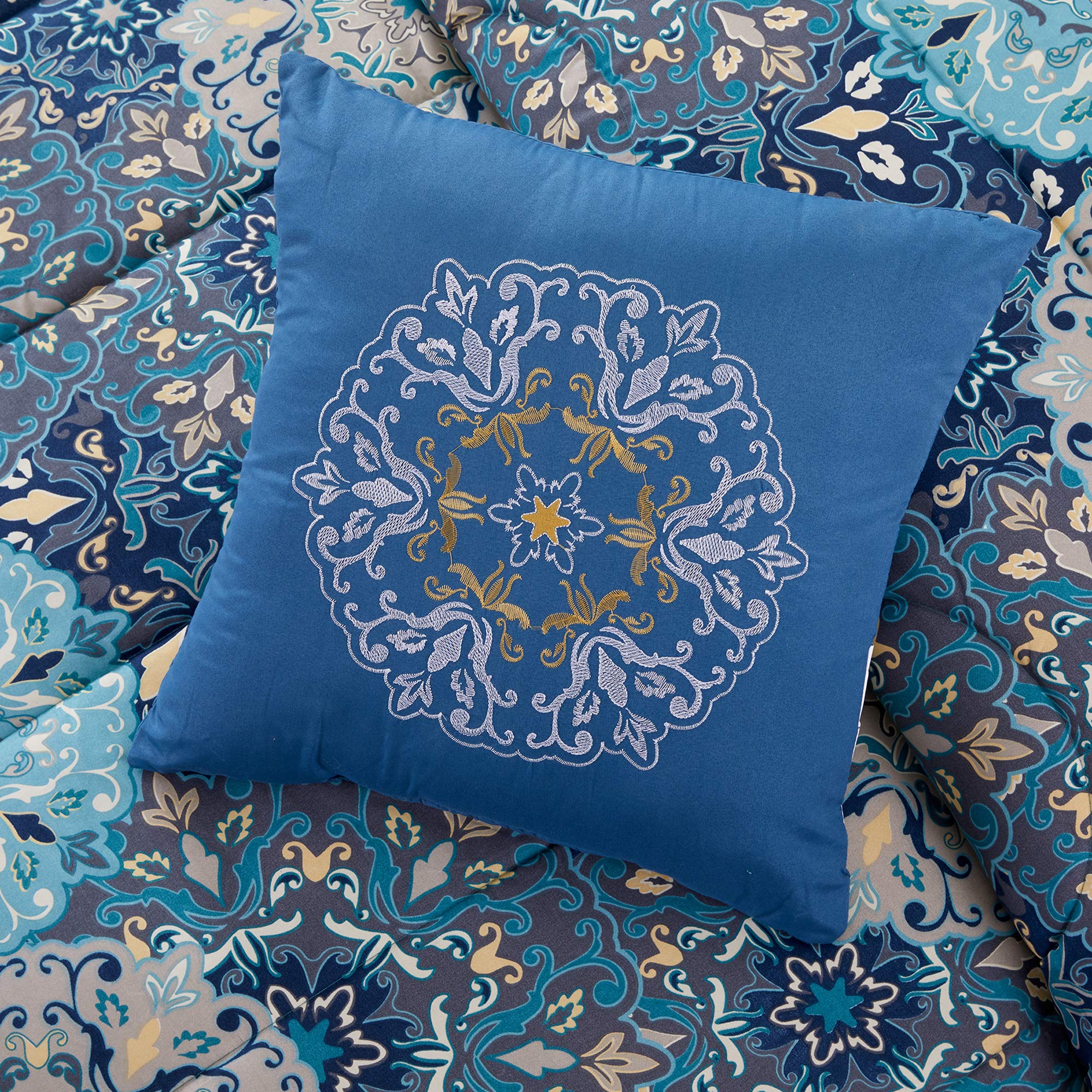 Modern Threads Granada Collection Reversible Microfiber Comforter Set - Elegant Printed Bedding Set with Comforter, Sheets, Shams & Pillow - Luxury Bedroom Decor for Master Bedroom, Guest Room & Dorm