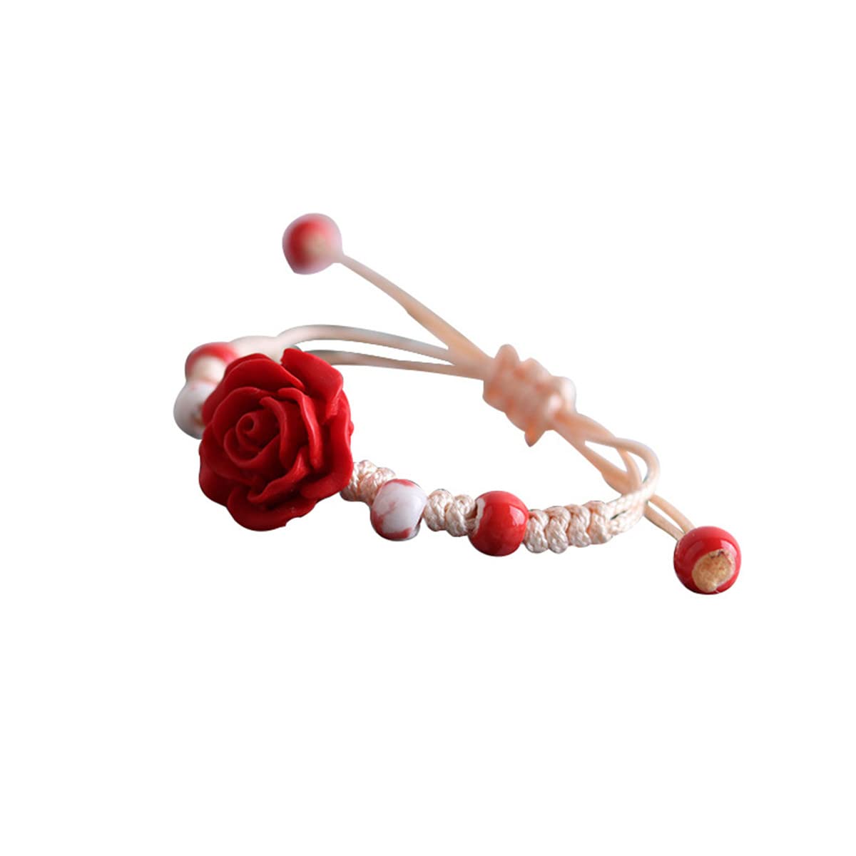 Enamel Resin Rose Woven Stretch Bracelet - Floral Charm Beaded Jewelry for Women | Perfect Gift for Girlfriend, Birthday & Valentine's Day | Boho Chic Accessory for Casual Wear & Special Occasions