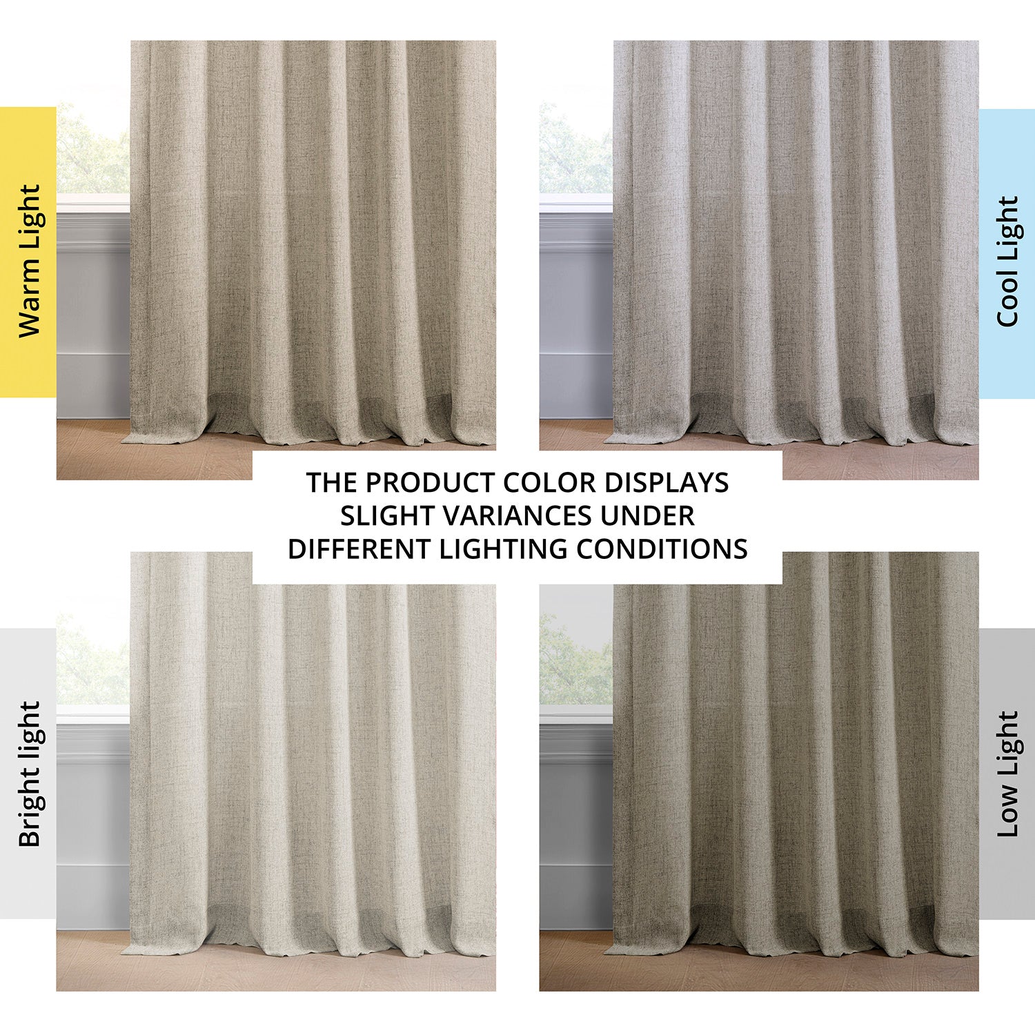 Rustic Oatmeal Farmhouse Faux Linen Sheer Curtains - Set of 2 Panels for Living Room, Bedroom & Kitchen Windows - Light Filtering Farmhouse Style Window Treatments