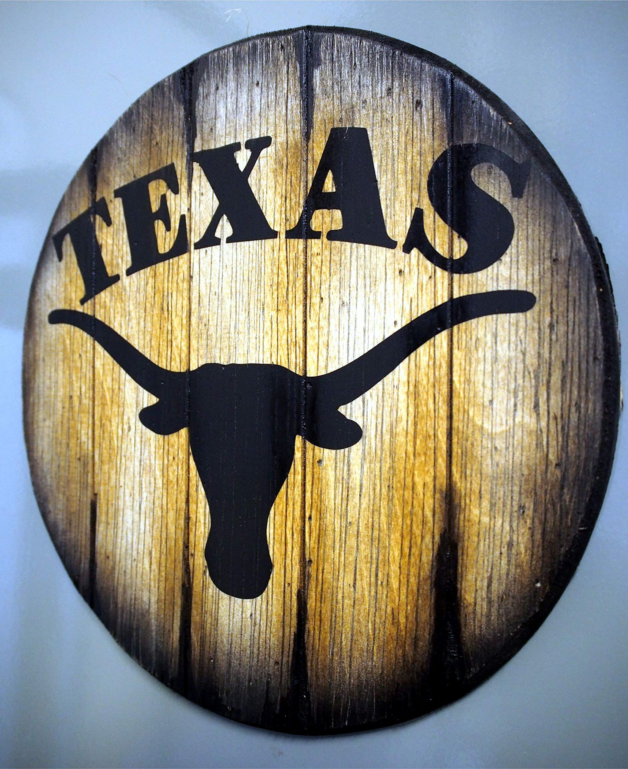 Personalized Texas Wall Sign - Rustic Whiskey Barrel Inspired Decor for Man Cave & Home Bar - Perfect for Western Themed Rooms & Cowboy Gifts
