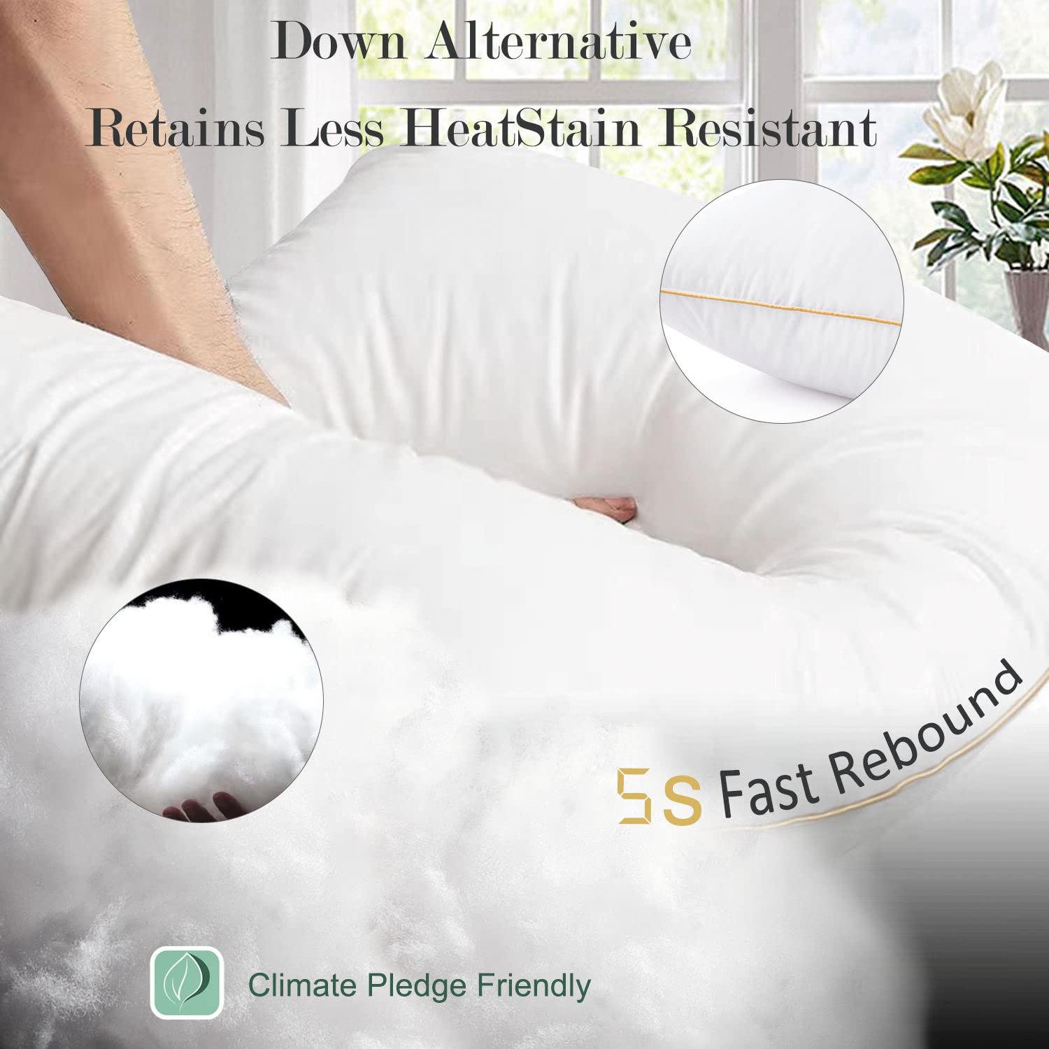 Premium Queen Size Pillow Set of 2 - Luxury Hotel Quality Down Alternative Pillows for Back, Stomach & Side Sleepers | Ultra Soft & Supportive Bed Pillows for Maximum Comfort | Perfect for Home, Hotel or Airbnb Use