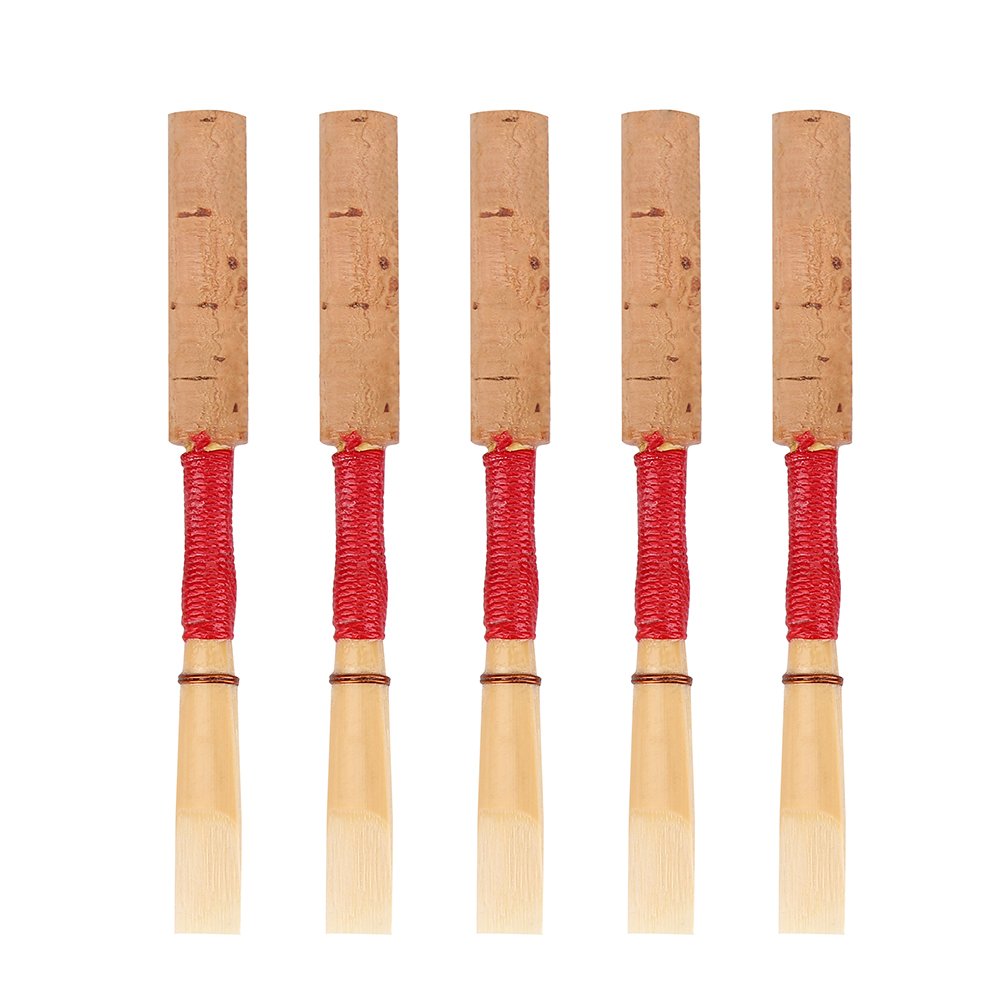 Premium Handmade Bamboo Oboe Reeds - Medium Soft Strength (Pack of 5) with Transparent Storage Case | Professional Quality Oboe Accessories for Beginners | Perfect for Practice, Performances & Music Classes