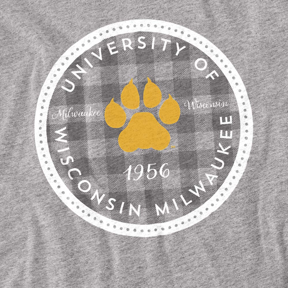 Official University of Wisconsin-Milwaukee Plaid Badge Unisex T-Shirt for Men & Women - Perfect for College Gameday, Alumni Events & Campus Pride