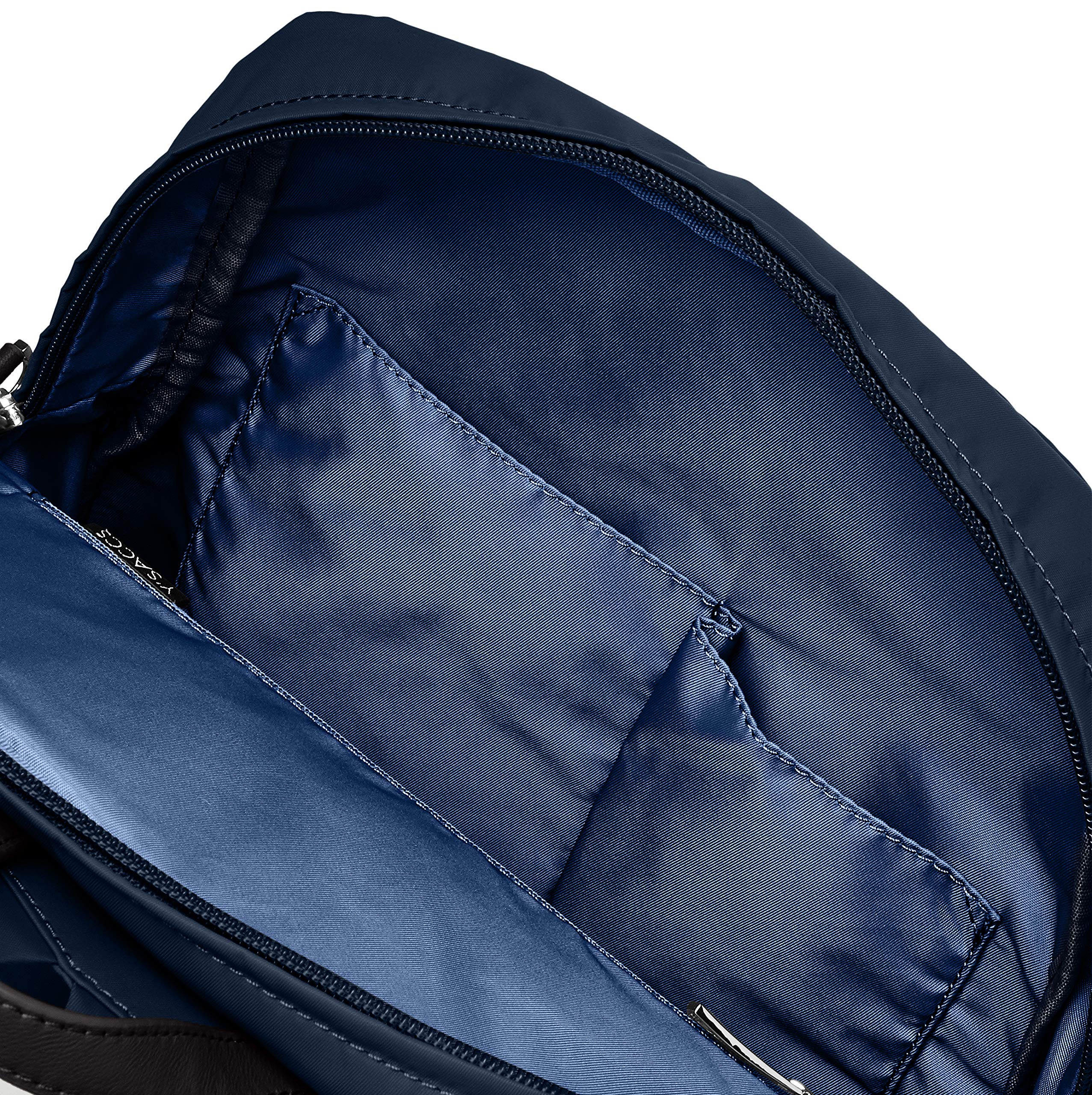 Y'saccs Isaac Women's Backpack - Eco-Friendly Recycled Nylon Double Pocket Travel Backpack in Navy | Perfect for Work, School & Outdoor Adventures