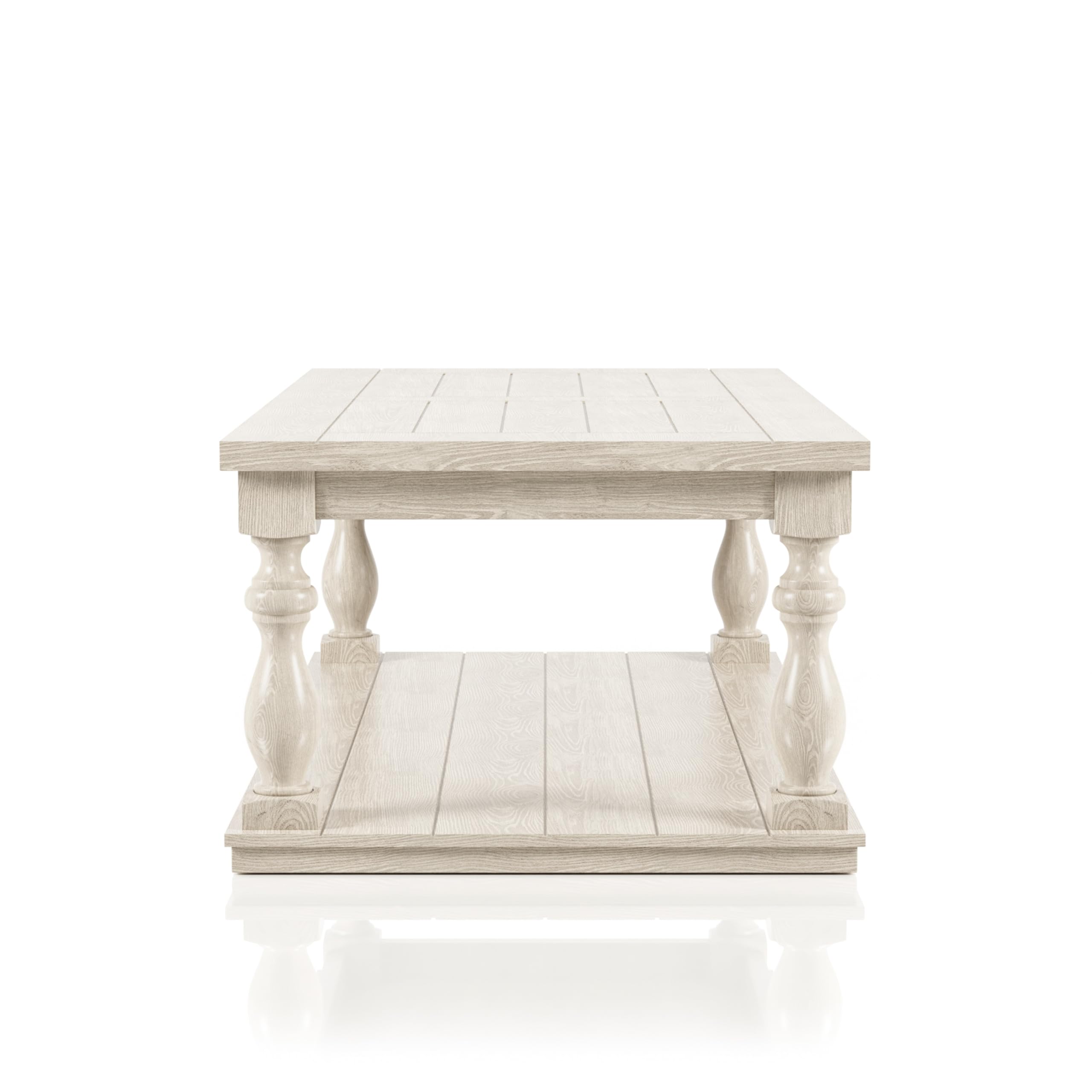 Antique White Kingsbury Coffee Table - Modern Farmhouse Style Living Room Furniture for Home Decor & Cozy Gatherings