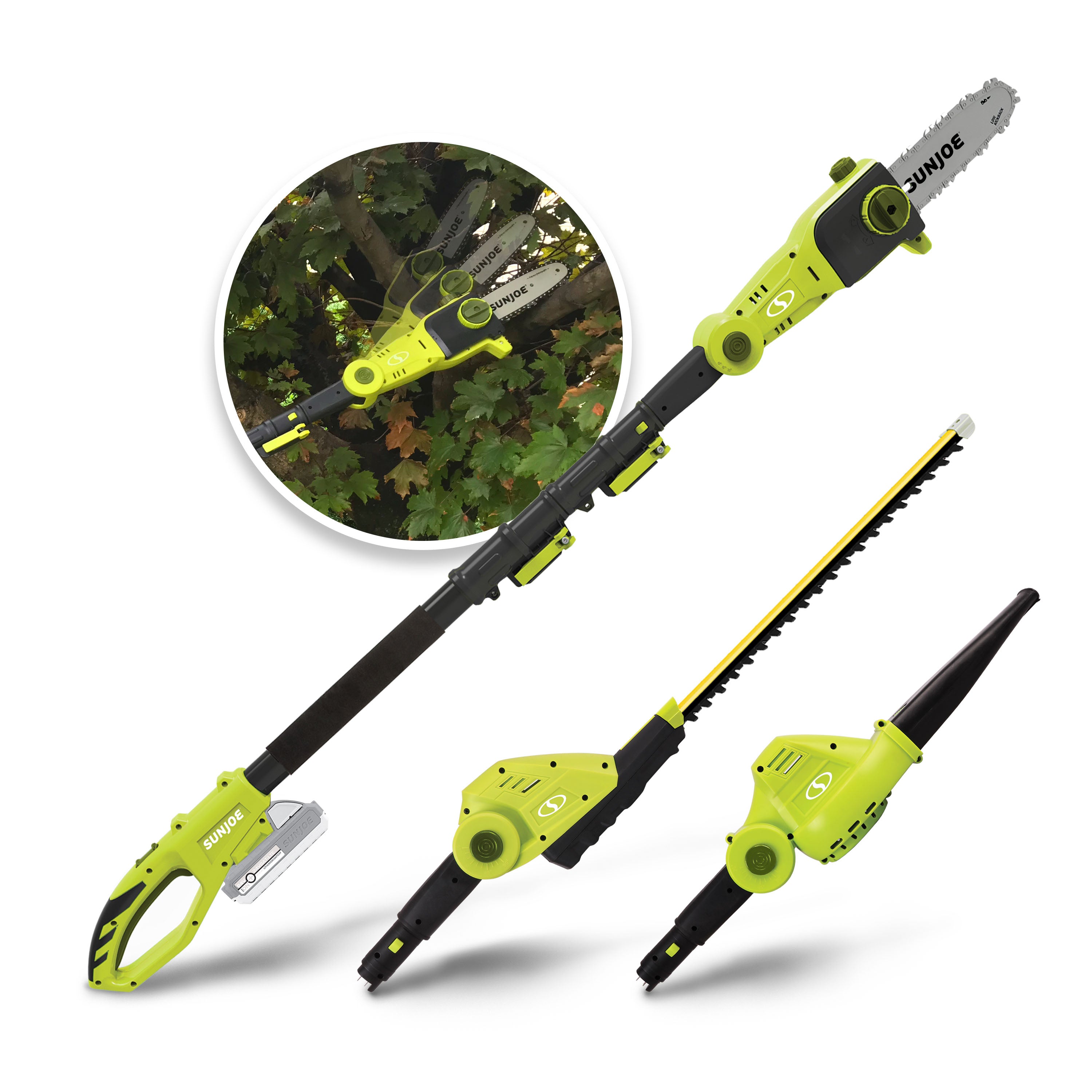 Sun Joe GTS4001C 24V 3-in-1 Cordless Yard Tool Kit - Hedge Trimmer, Pole Saw & Leaf Blower with 2.0Ah Battery & Charger | Perfect for Lawn Care, Landscaping & Garden Maintenance