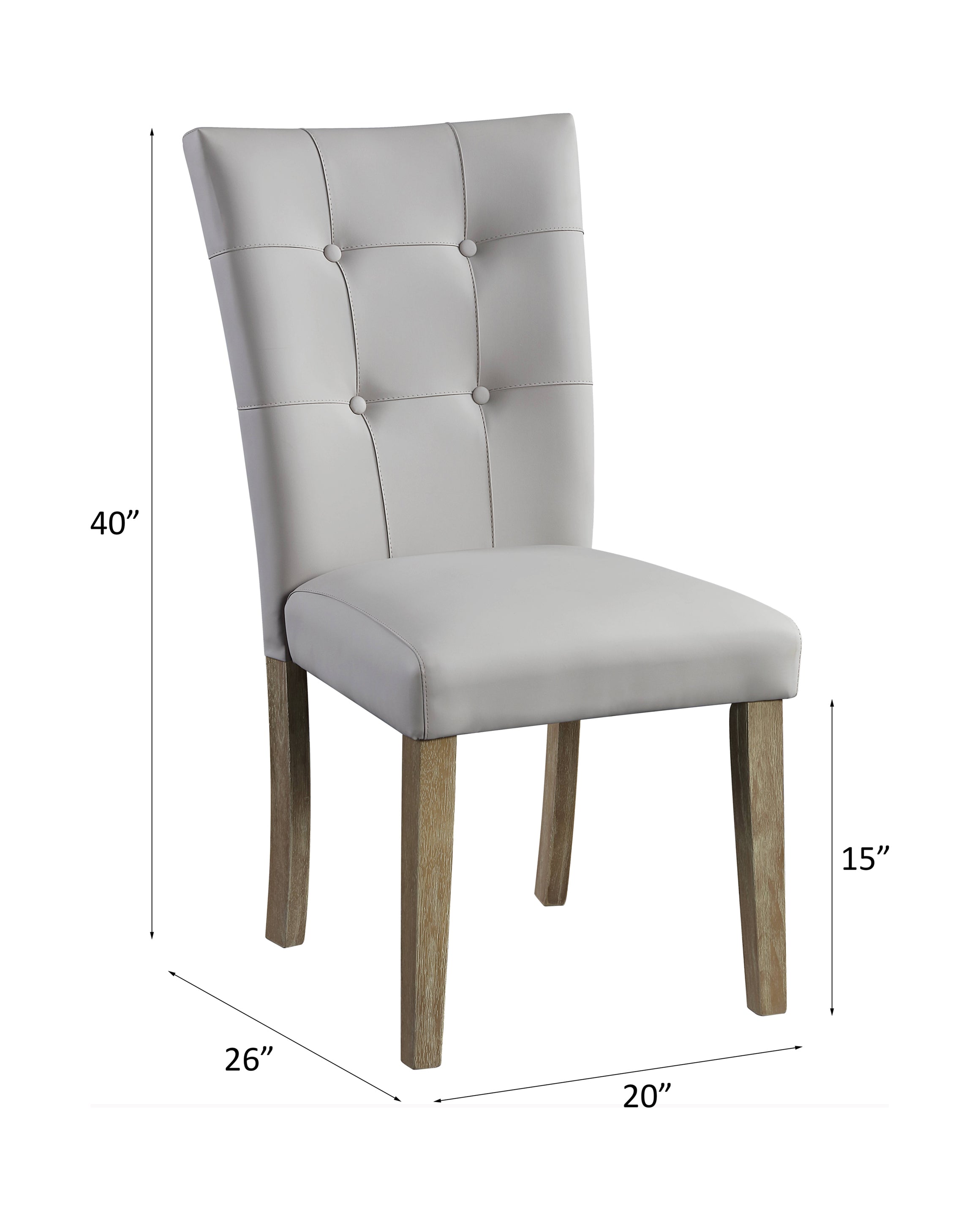 Charnell Gray Synthetic Leather & Oak Finish Side Chairs (Set of 2) - Modern Dining Room Chairs for Kitchen, Office, or Living Room