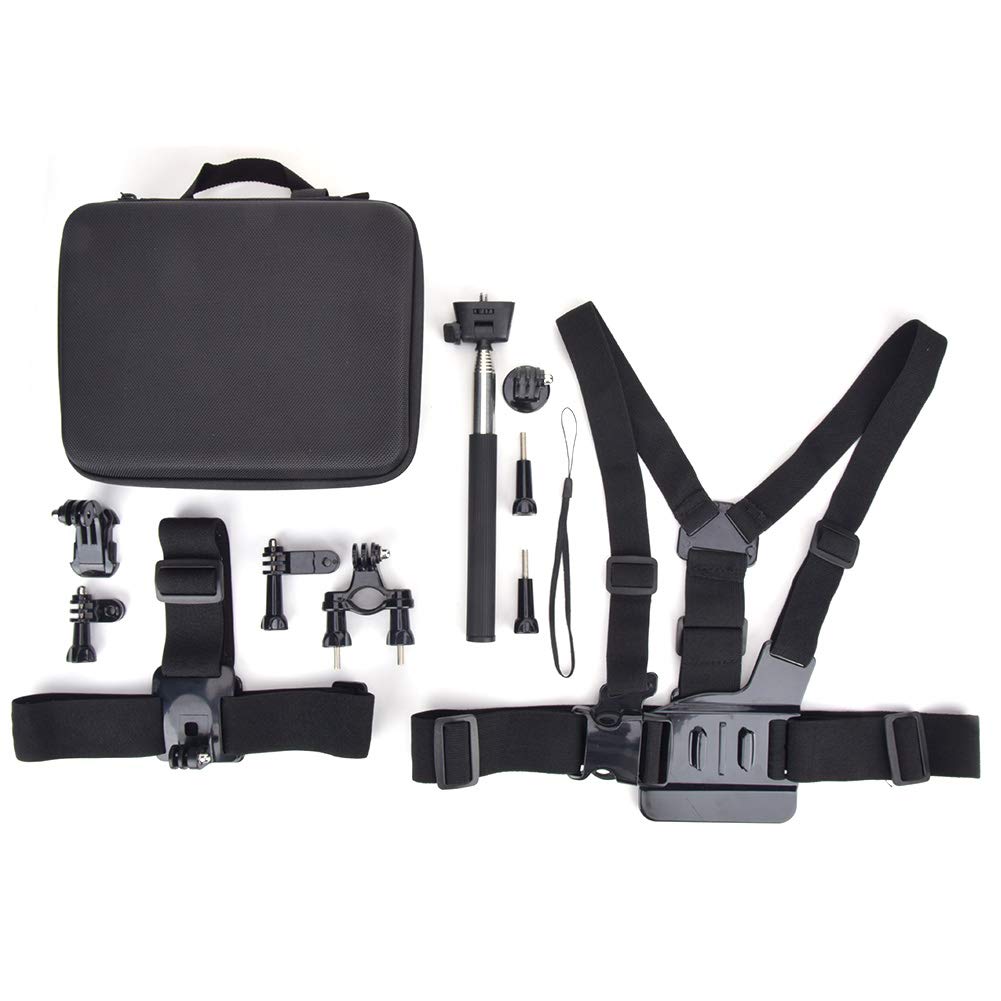 Vifemify 12-in-1 Action Camera Tool Kit - Portable Accessories Set with Chest Belt, Bracket & Selfie Stick (AT364) for Outdoor Sports, Vlogging & Adventure Photography