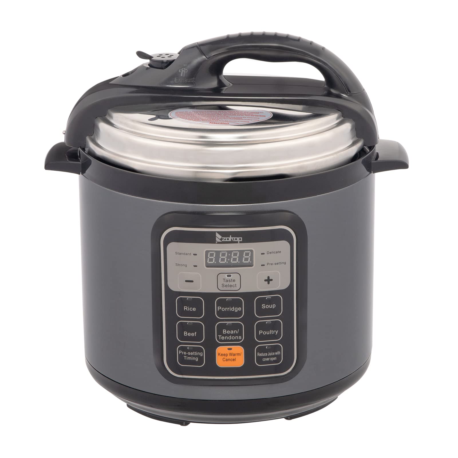 JASOYA 6QT 110V 1000W 13-in-1 Stainless Steel Electric Pressure Cooker with Timer, Keep Warm Function, Slow Cooker & Rice Cooker - Gray Square Control Panel for Home Cooking, Meal Prep & Healthy Eating
