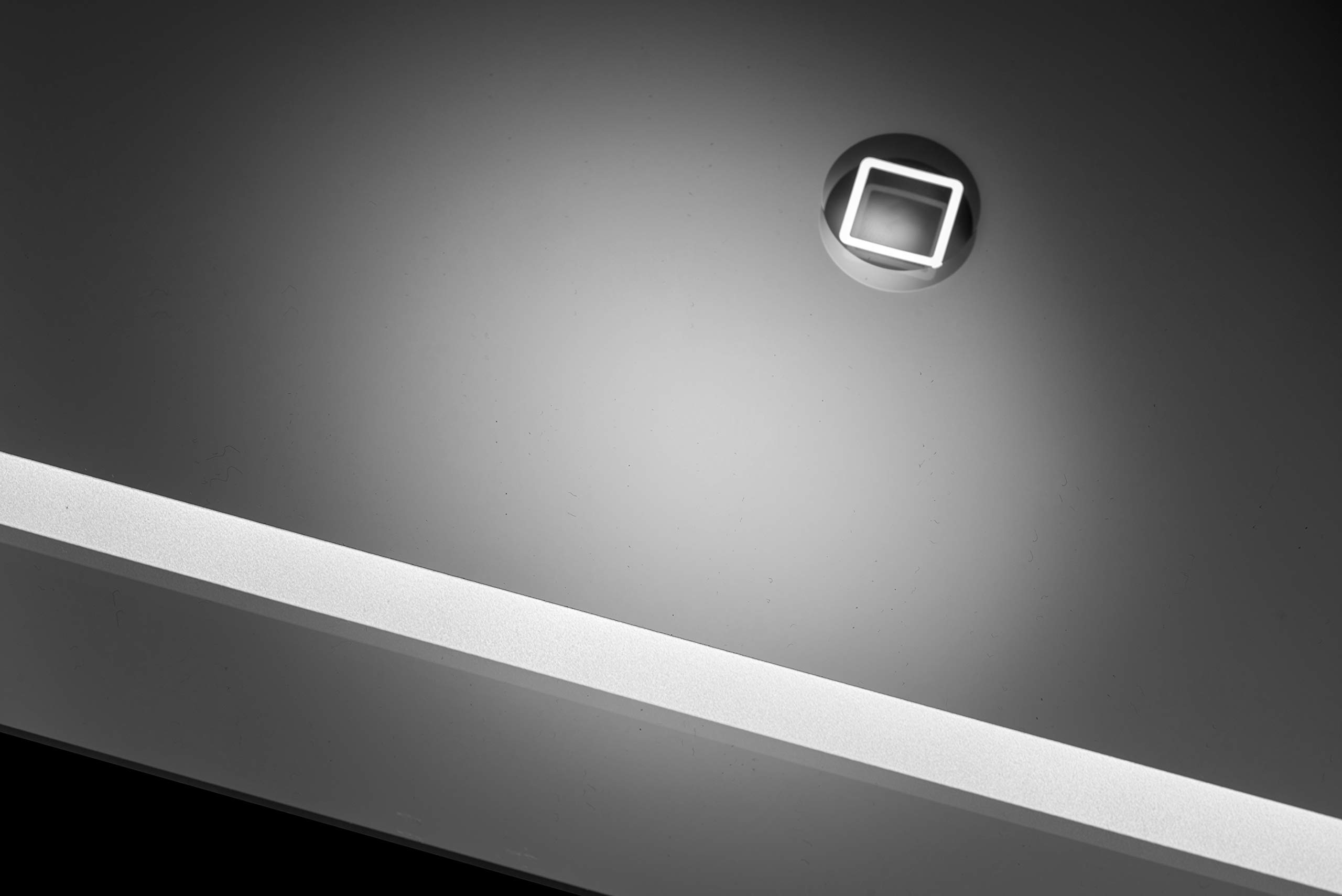 Croydex Chawston Hang 'N' Lock Illuminated Square Mirror - Modern Bathroom Vanity Mirror with LED Lights for Makeup & Shaving - Perfect for Home, Spa, and Salon Use