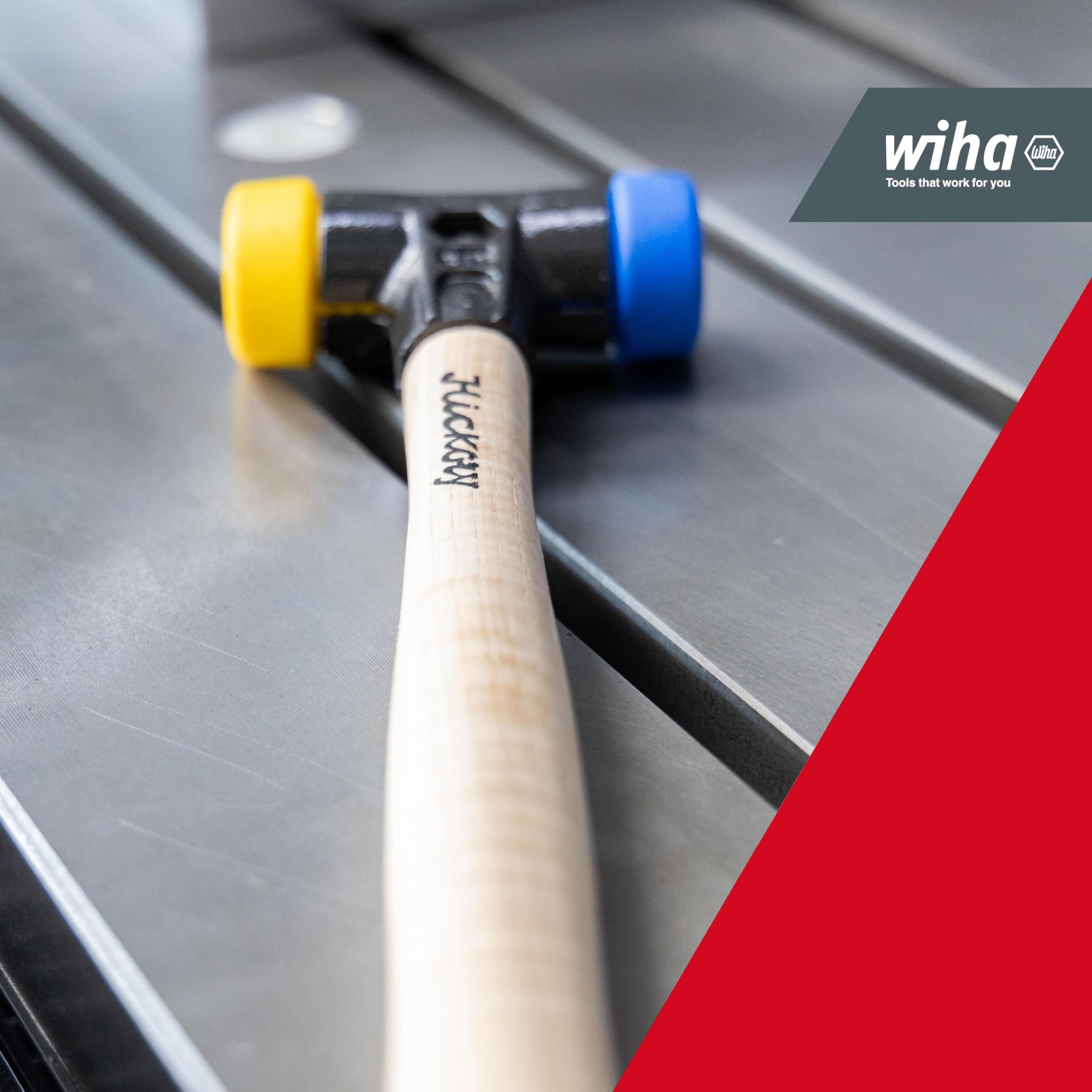 Wiha 83215040 Safety Medium Hard Soft-Faced Hammer - 40mm Blue/Yellow Non-Slip Grip - Perfect for Automotive, Woodworking & Home Repairs