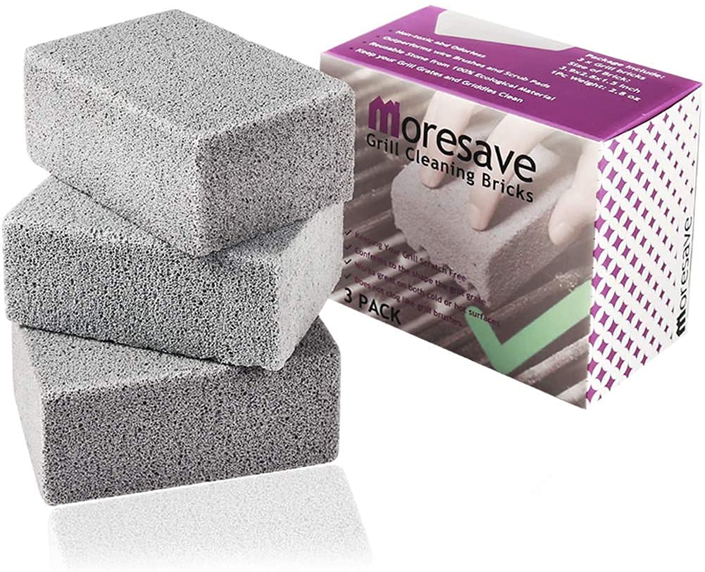Blackstone Griddle Scraper & Cleaning Brick Kit - 3 Pack Eco-Friendly Grill Cleaner for BBQ, Pool, Oven, Baking Steel & Flat Top Cookers | Removes Tough Stains & Residue | Perfect for Outdoor Cooking, Camping & Backyard BBQs