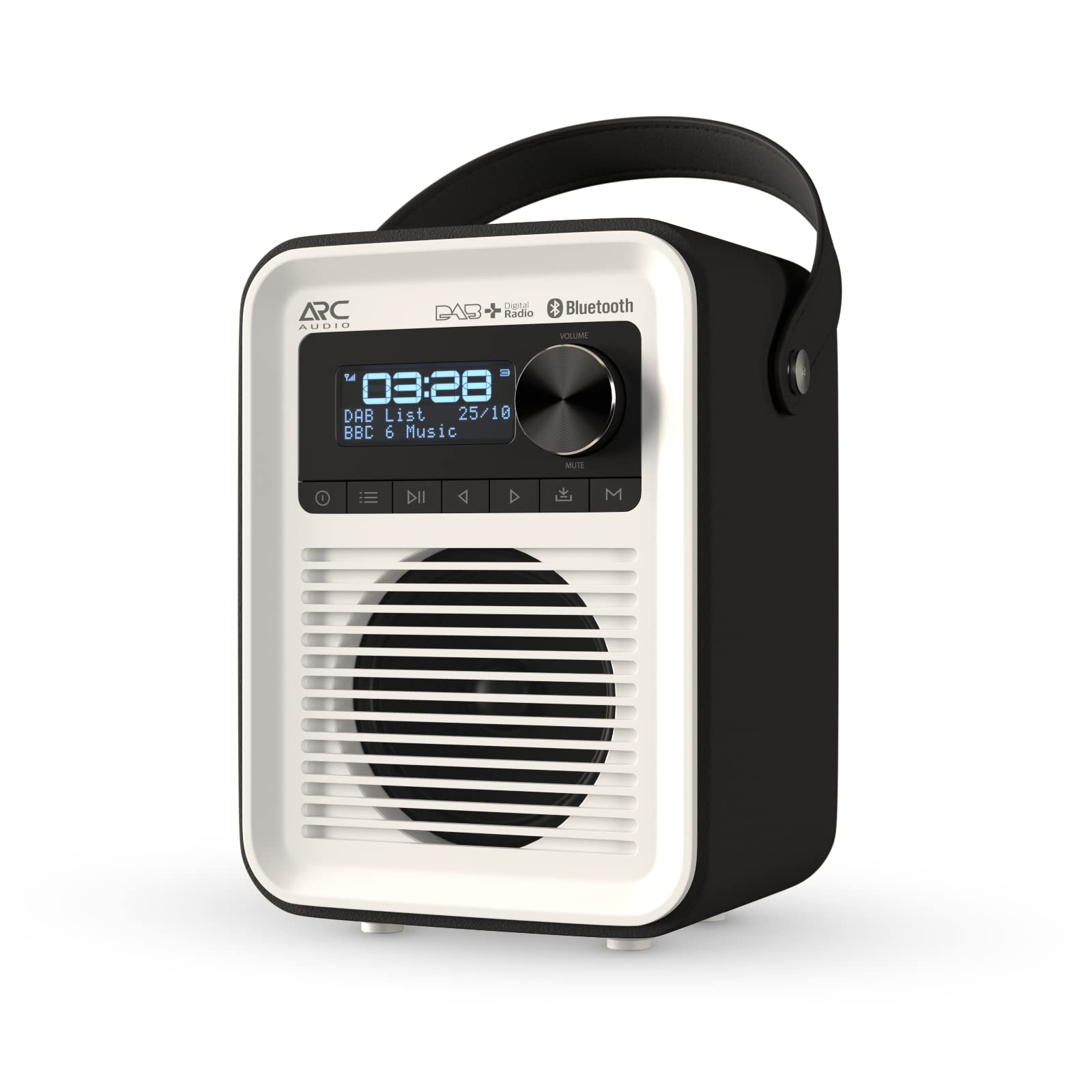 Portable Digital Radio with DAB, DAB+ & FM | Bluetooth, USB & Micro SD Card Support | Rechargeable Battery & Mains Power | Arc Audio One - Black | Perfect for Home, Office & Outdoor Use