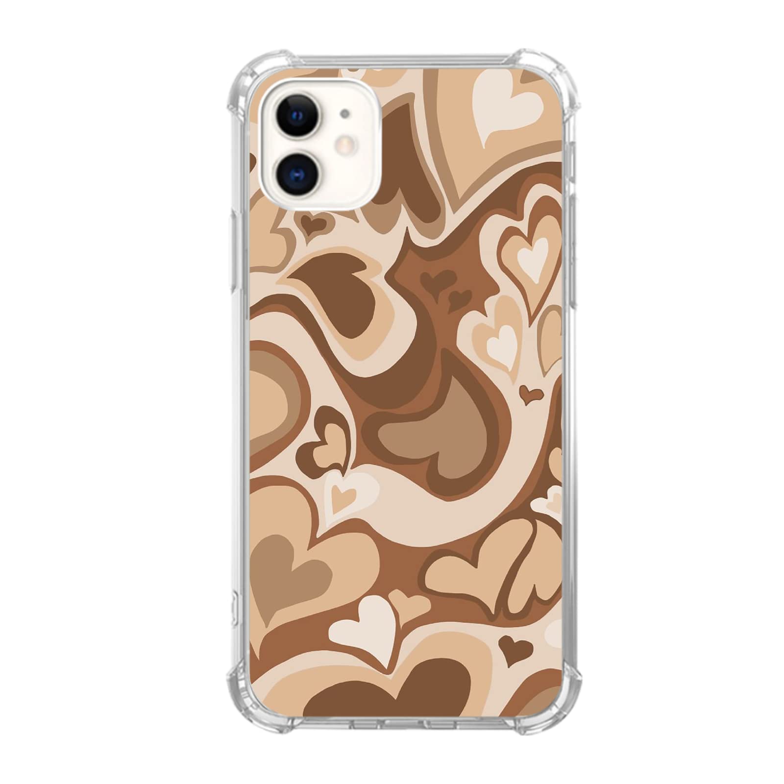 **Brown Heart iPhone 11 Case - Soft TPU Bumper Cover with Indie Love Design for Women & Girls | Perfect for Everyday Use, Valentine's Gifts & Stylish Protection**