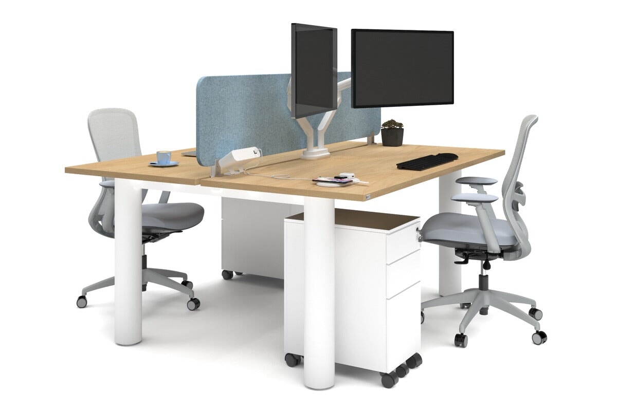 Quadro Cylinder Leg 2 Person Office Workstation - 1800L x 700W Modern Desk for Collaborative Workspaces | Perfect for Office, Coworking Spaces & Home Offices