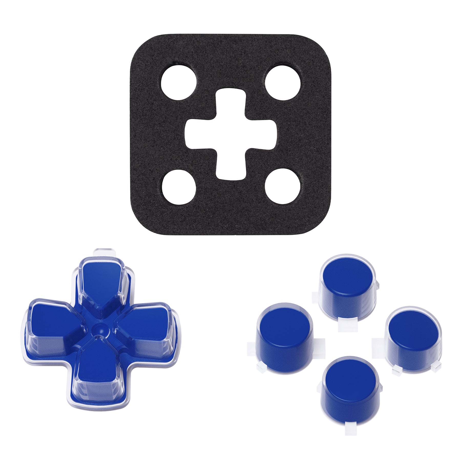 ExtremeRate Blue & Clear Custom D-Pad & Action Buttons Replacement for PS5 Controller - No Letter Imprint - Perfect for Gaming, Modding & Controller Customization