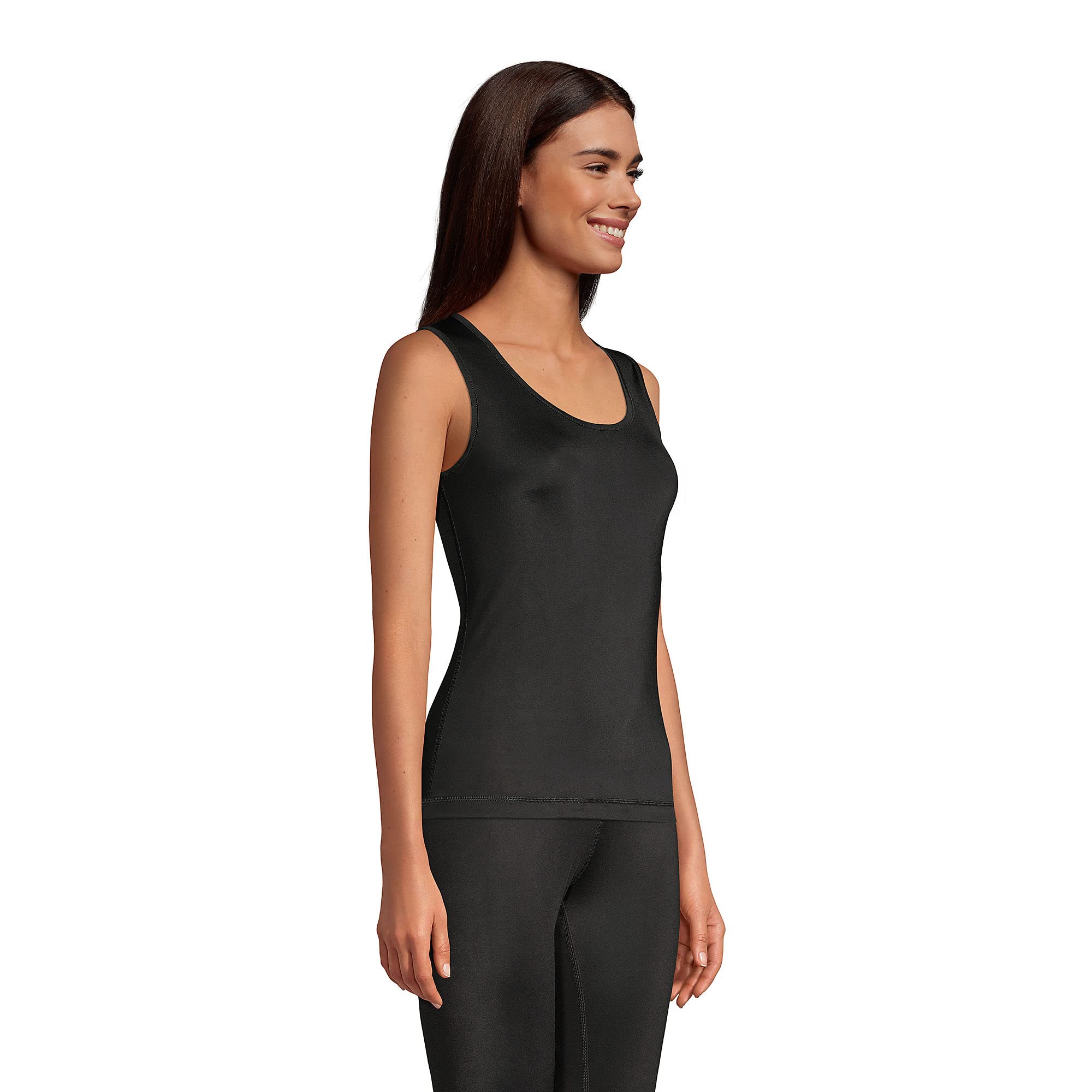 Lands' End Women's Thermaskin Heat Tank Top - Black, Regular Large - Perfect for Winter Layering & Outdoor Activities