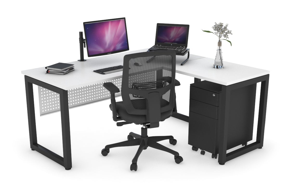 L-Shaped Corner Office Desk with Quadro Loop Legs - 1400L x 1700W - Modern Home Office Workstation for Small Spaces & Productivity Boost