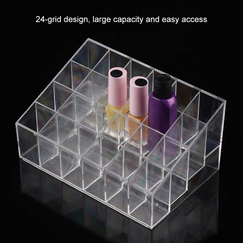 24 Grid Transparent Lipstick Holder Organizer - Makeup Storage Box for Lipstick Stand & Display - Perfect for Vanity, Bathroom, and Travel Organization