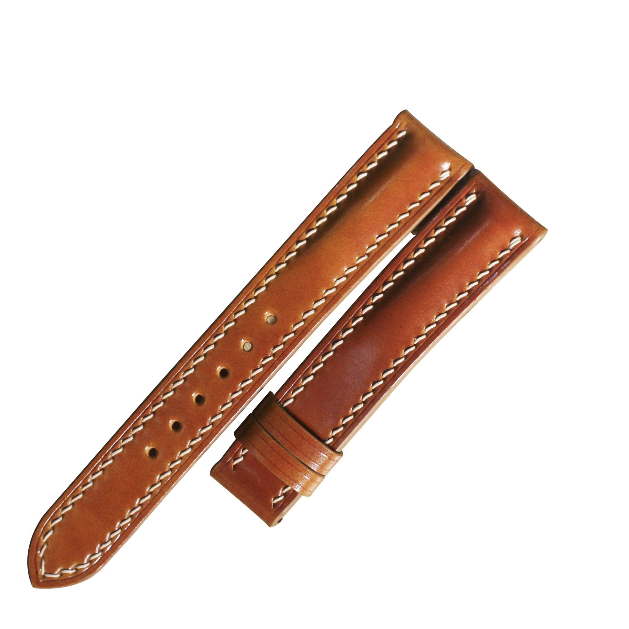 Premium Brown Shell Cordovan Leather Watch Band - Handmade Full Grain Watch Strap for Men | Durable & Luxurious Replacement Strap for Rolex, Omega, Smartwatches | Perfect for Business, Formal & Everyday Wear