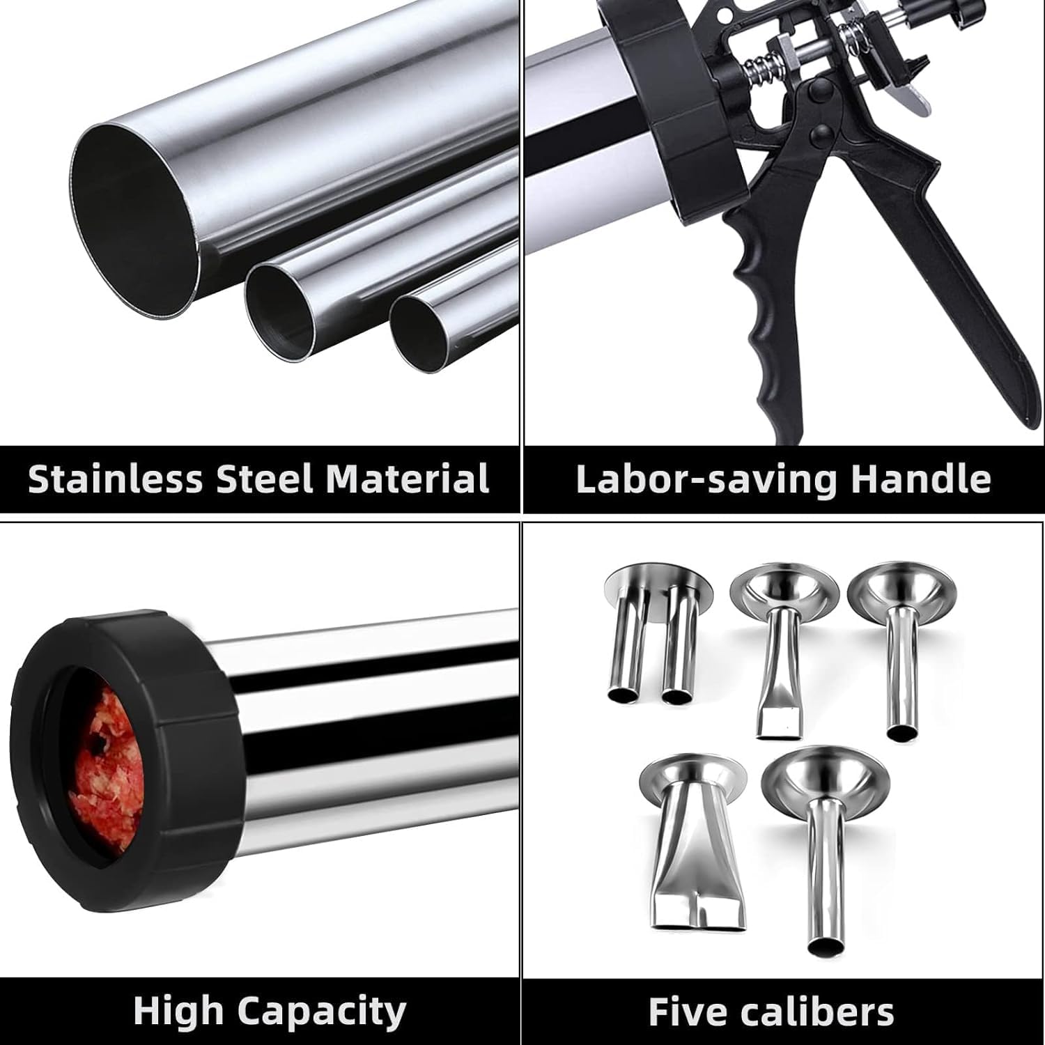 Professional Stainless Steel Beef Jerky Gun Kit - Large Capacity Jerky Maker & Meat Cannon for Homemade Snacks | Perfect for Camping, Hiking & Outdoor Adventures