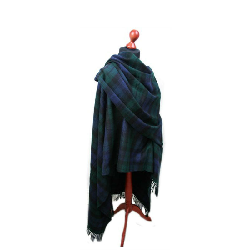 Premium Merino Lambswool Tartan Ruana Wrap - 9 Elegant Colors | Soft Winter Shawl for Women, Cozy Office Wear & Holiday Outfits