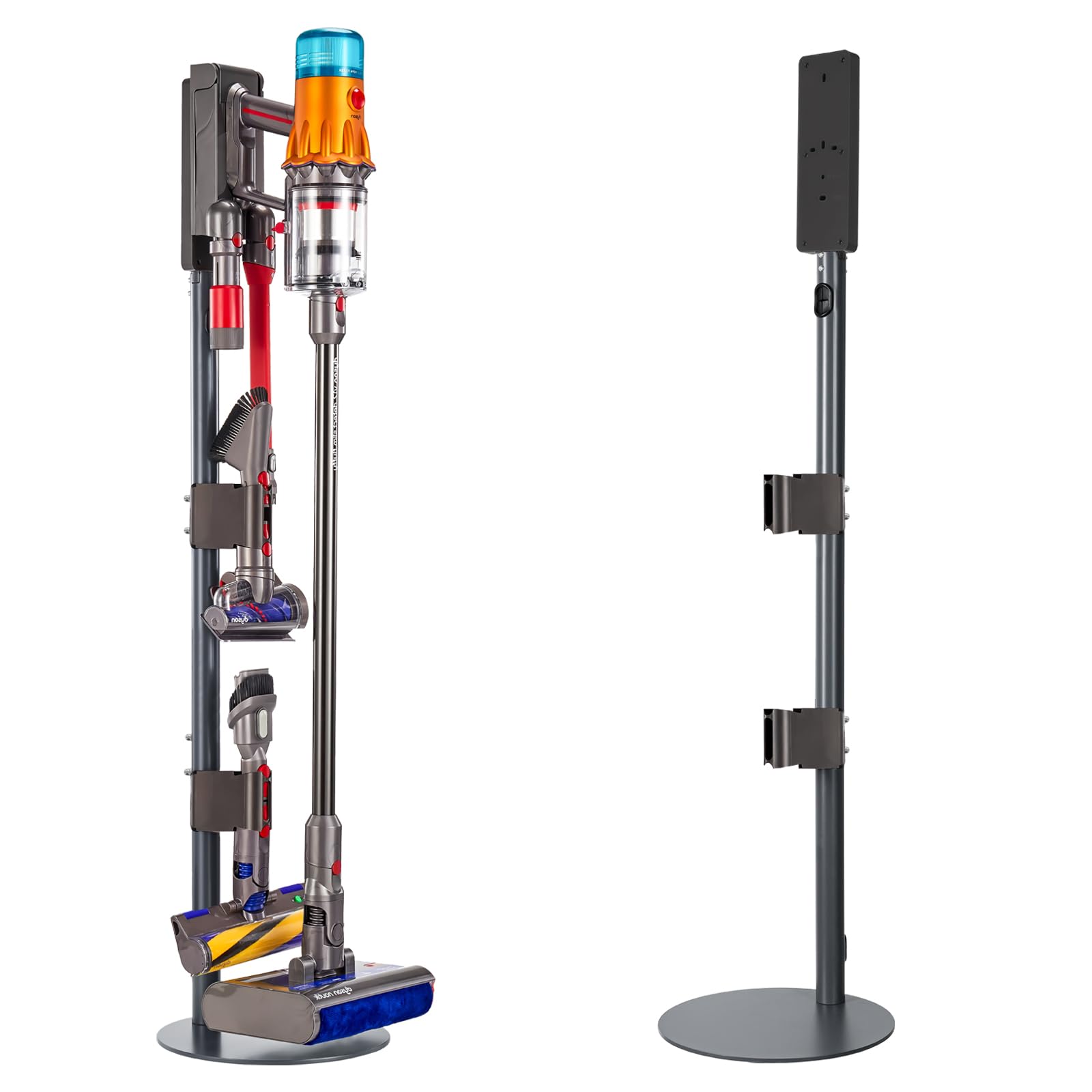 Dyson V7 V8 V10 V11 V12 V15 Vacuum Stand - Metal Storage Bracket Holder with Removable Clips & Hidden Cable Design | Wall Mount Charging Station for Cordless Stick Vacuums | Perfect for Home, Garage & Closet Organization