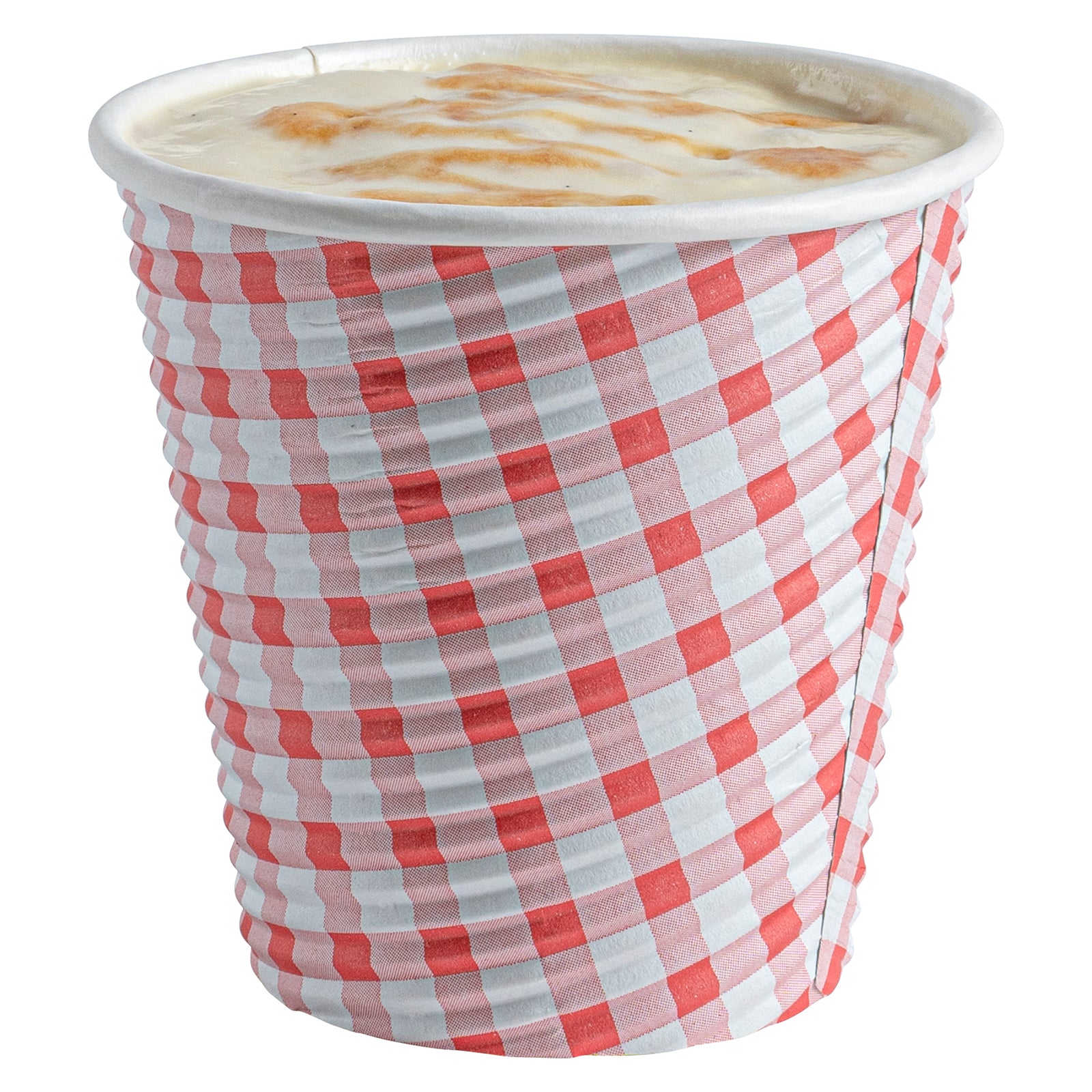 8 oz Disposable Paper Coffee Cups with Picnic Print - Spiral Wall Design - 3.5