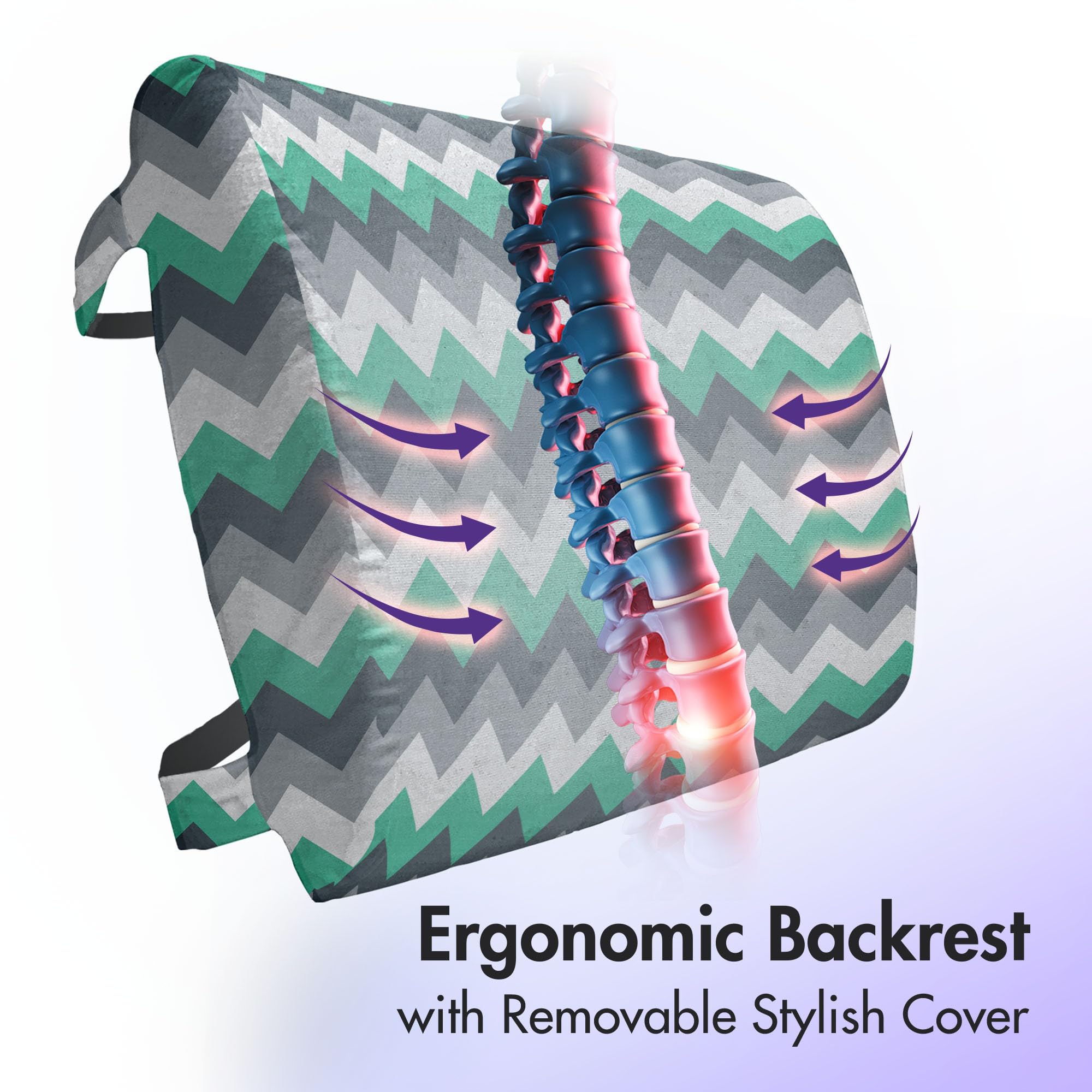 Ambesonne Chevron Lumbar Support Pillow - High Density Foam for Office Chair & Car Seat - 14