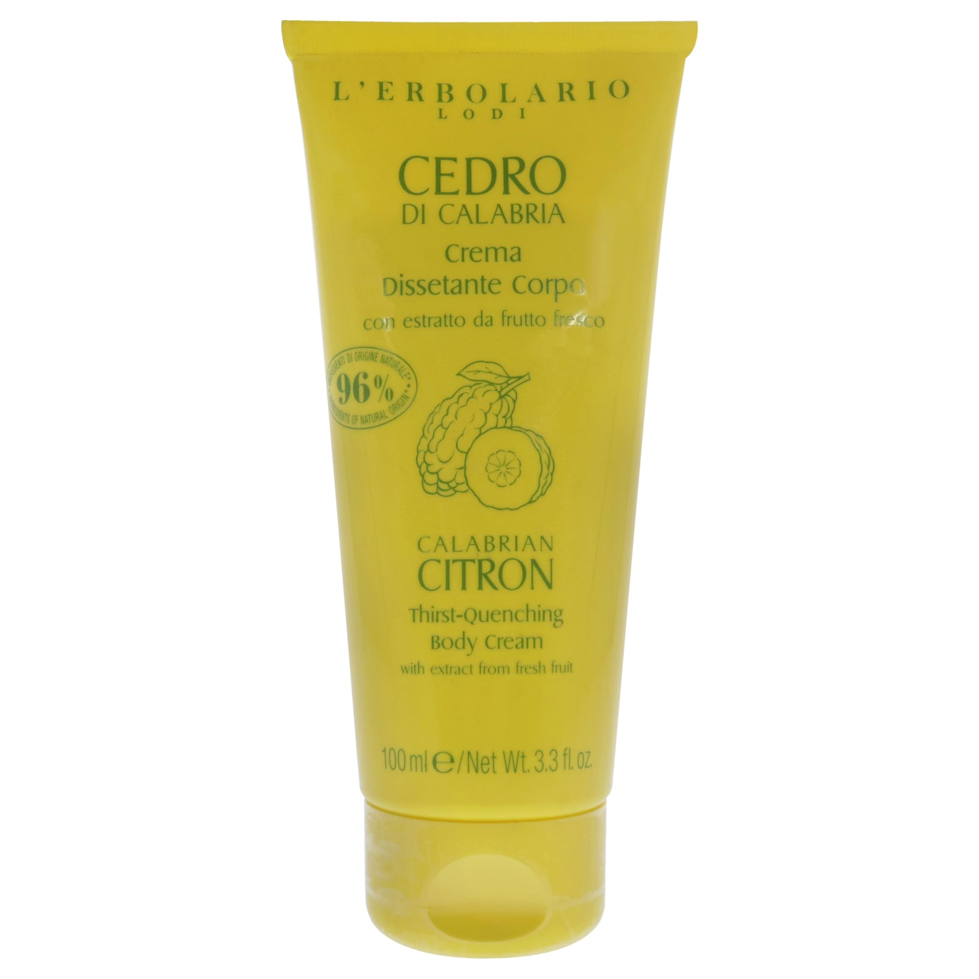 LErbolario Thirst-Quenching Body Cream with Calabrian Citron - 3.3 oz Hydrating Moisturizer for Dry Skin - Unisex Body Lotion for Men & Women - Perfect for Daily Use, After Shower & Spa Treatments