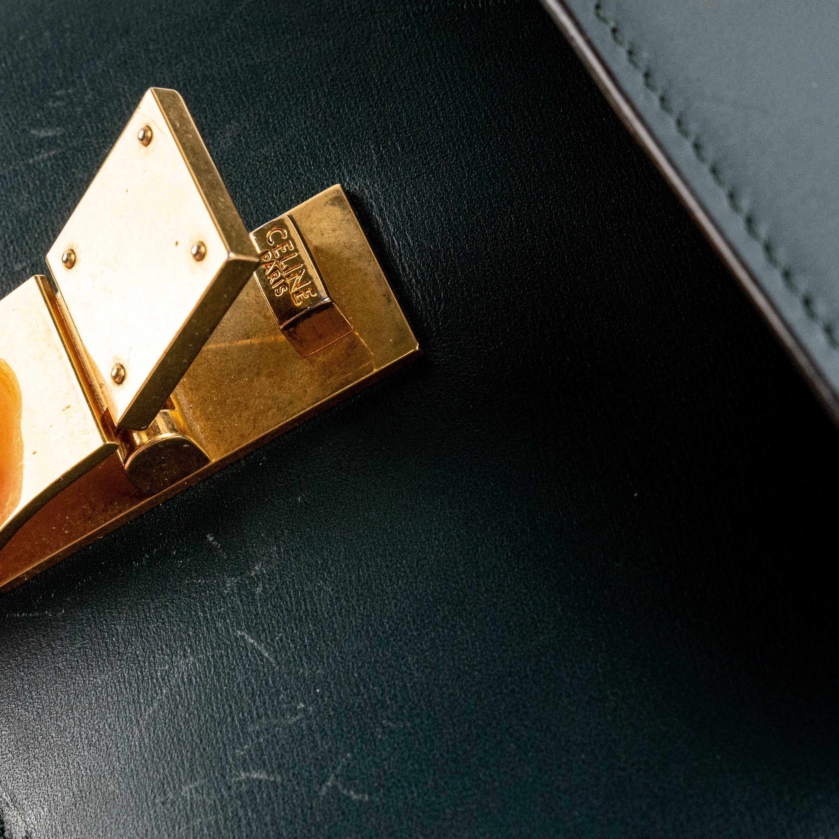 Celine Teen Box Bag in Dark Green - Luxury Leather Crossbody Purse for Women, Perfect for Work, Travel & Evening Out