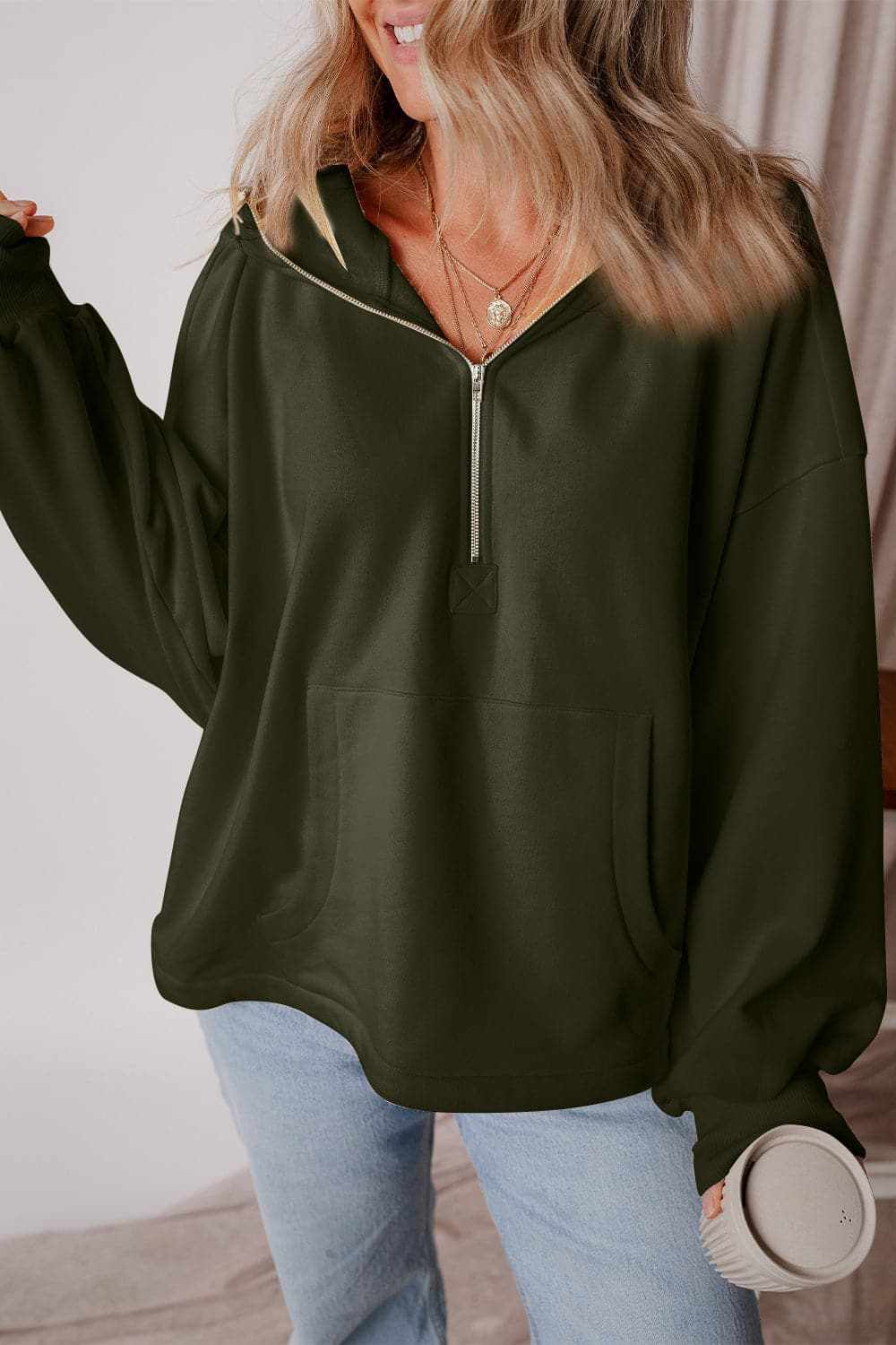 Men's Casual Half Zip Hoodie with Kangaroo Pockets - Lightweight Pullover for Outdoor Activities & Lounge Wear