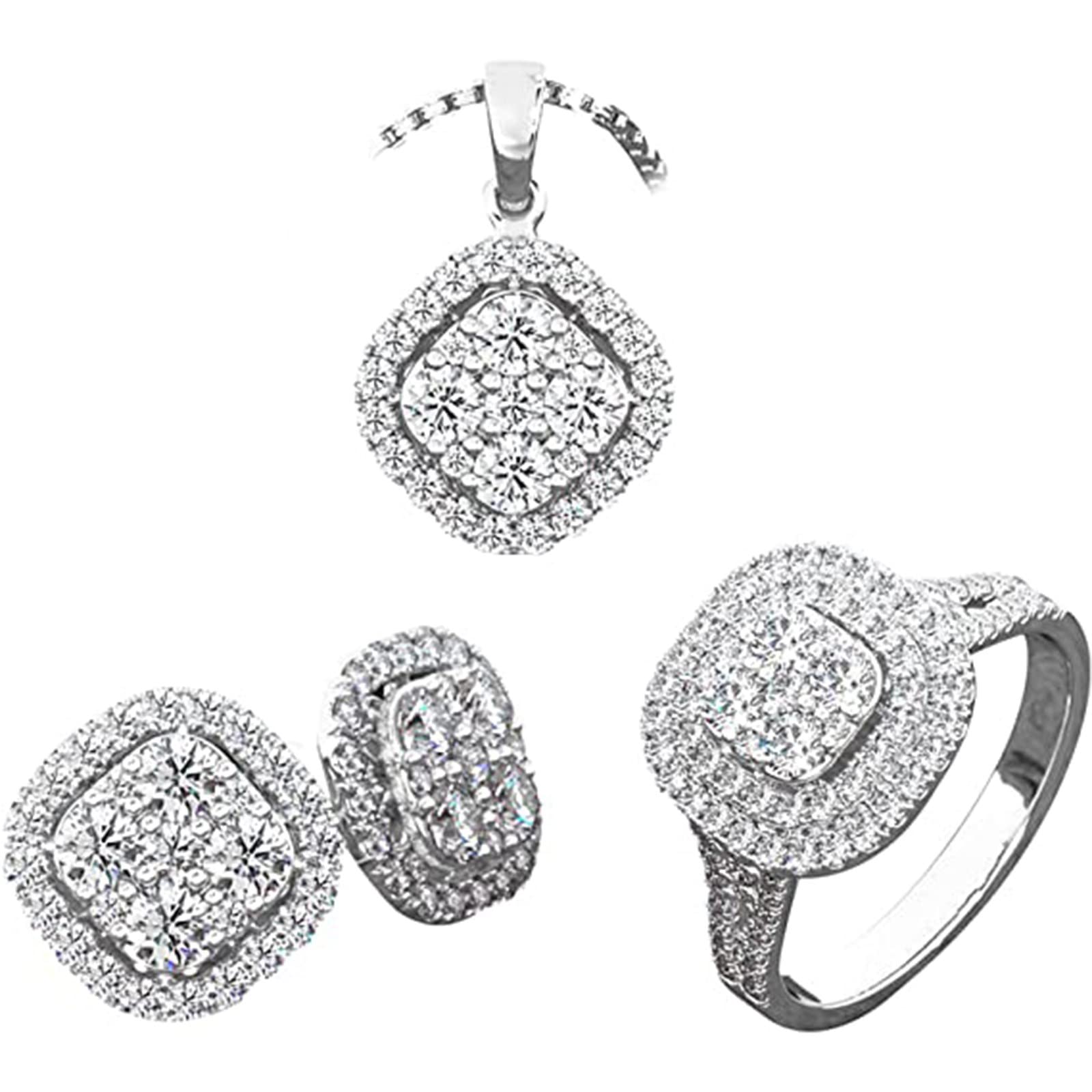 Elegant 3-Piece Jewelry Set for Girls 10-12 - Necklace, Bracelet, Earrings | Clavicle Chain with Three Pendants | Perfect for Birthday Gifts, Parties, and Everyday Wear (One Size)