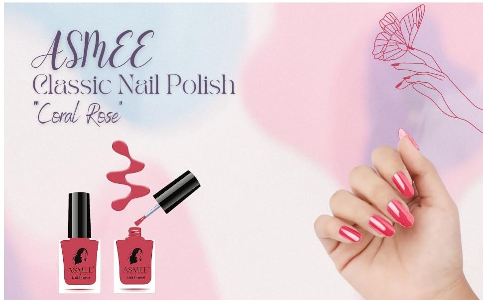 Asmee Classic Nail Polish Set - 3 Pack (Coral Rose, Wisteria, Magic Orange) | Long Lasting Nail Enamel for Women | Perfect for Daily Wear, Parties & Special Occasions