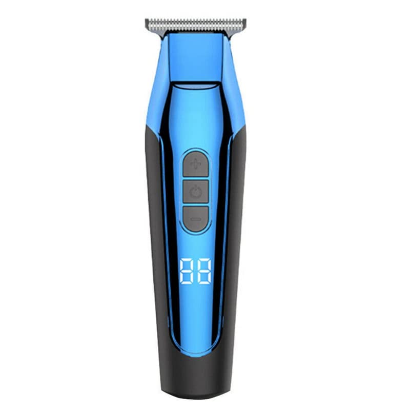 Professional Cordless Hair Clippers for Men - Electric Hair Trimmer & Beard Shaver with LED Display, Waterproof Design for Easy Cleaning - Perfect for Home Haircuts, Beard Grooming & Styling (Blue)