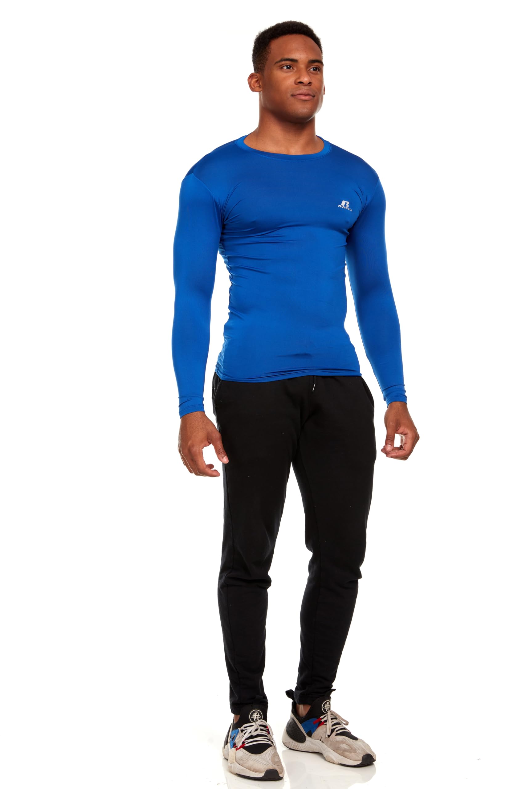 Russell Athletic Men's Long-Sleeve Compression Top - Lightweight Performance Shirt for Running, Workouts & Training - Moisture-Wicking & Breathable Activewear (Great for Gym, Jogging & Outdoor Sports)