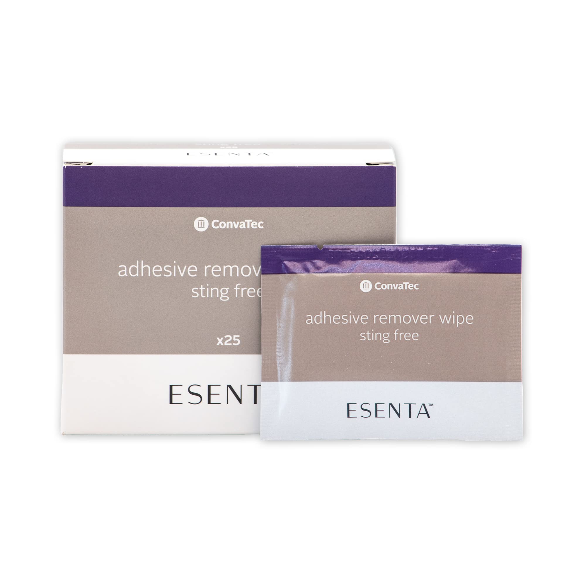 ConvaTec ESENTA Adhesive Remover Wipes - Sting Free, Alcohol Free, Gentle for Stomas and Wounds - 25 Count (Pack of 20) - Ideal for Post-Surgery Care, Ostomy Maintenance & Sensitive Skin