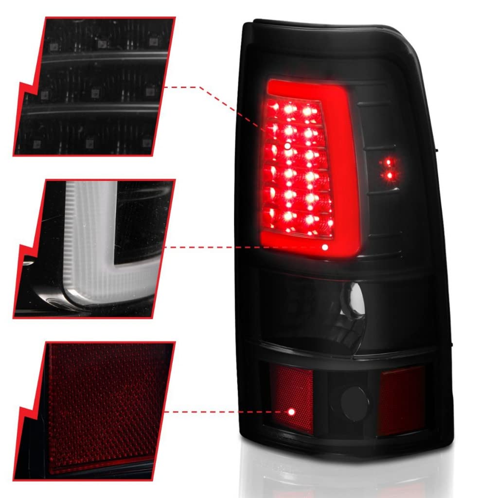 ANZO LED Tail Lights for Chevy Silverado 1500 HD 2003-2006 | Black Plank Style | Part# 311334 | Upgrade Your Truck's Rear Lighting for Night Driving & Enhanced Safety