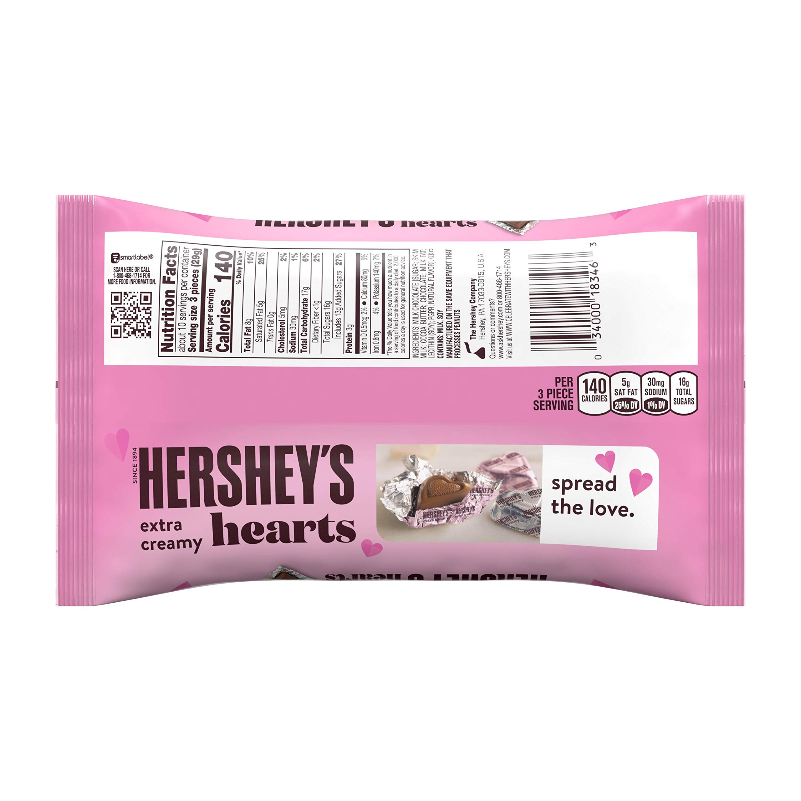 HERSHEY'S Extra Creamy Solid Milk Chocolate Hearts - 10 Oz Bag | Valentine's Day Gifts, Romantic Treats, Party Favors & Sweet Snacks