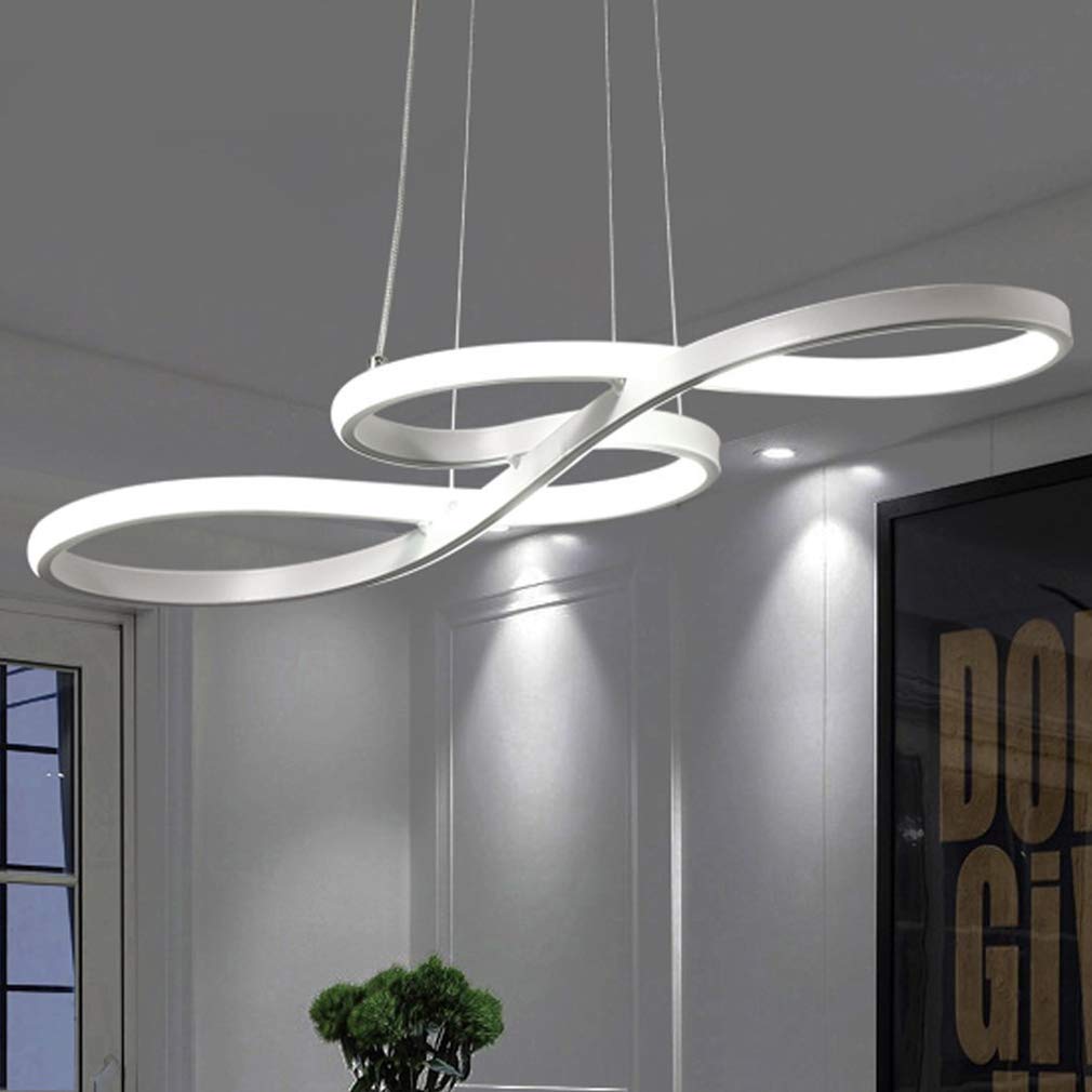 Modern LED Pendant Light - Dimmable Adjustable Chandelier Ceiling Fixture, 40W 75cm White Hanging Lamp for Living Room, Dining Room & Kitchen Island Lighting | Perfect for Home Decor and Ambient Lighting