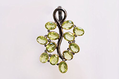 Peridot Gemstone 925 Sterling Silver Pendant with Black Rhodium & Rose Gold Plating - Handmade Jewelry for Women, Birthday Gift, Anniversary Present | Perfect for Everyday Wear, Special Occasions & Gift Giving