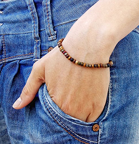 4mm Sandalwood & Ivory Brown Beaded Bracelet for Men & Women - Natural Wooden Energy Health Charm Bracelet - Perfect for Yoga, Meditation & Spiritual Healing