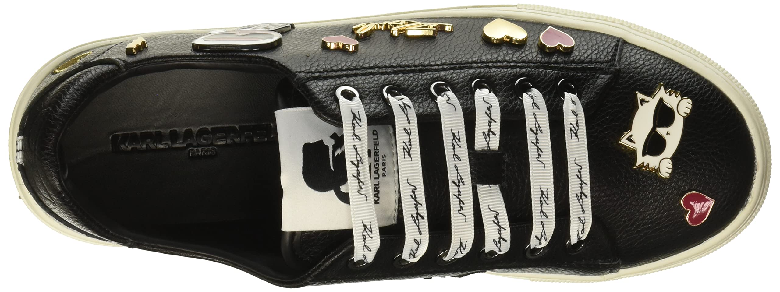 Karl Lagerfeld Paris Women's Cate Pins Sneakers - Fashionable White Leather Low-Top Lace-Up Shoes for Casual Wear & Street Style Outfits