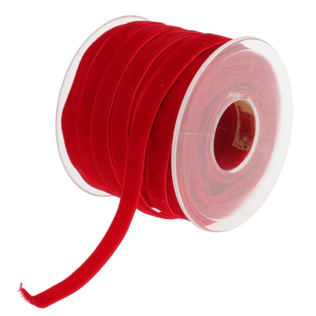 Fenteer 20 Yards Solid Color Velvet Ribbon - 1cm Width for Boots, Shoes Embellishment, Wedding Party Gifts Wrapping - Perfect for DIY Crafts, Holiday Decorations & Fashion Accessories (Red, Leopard Print)