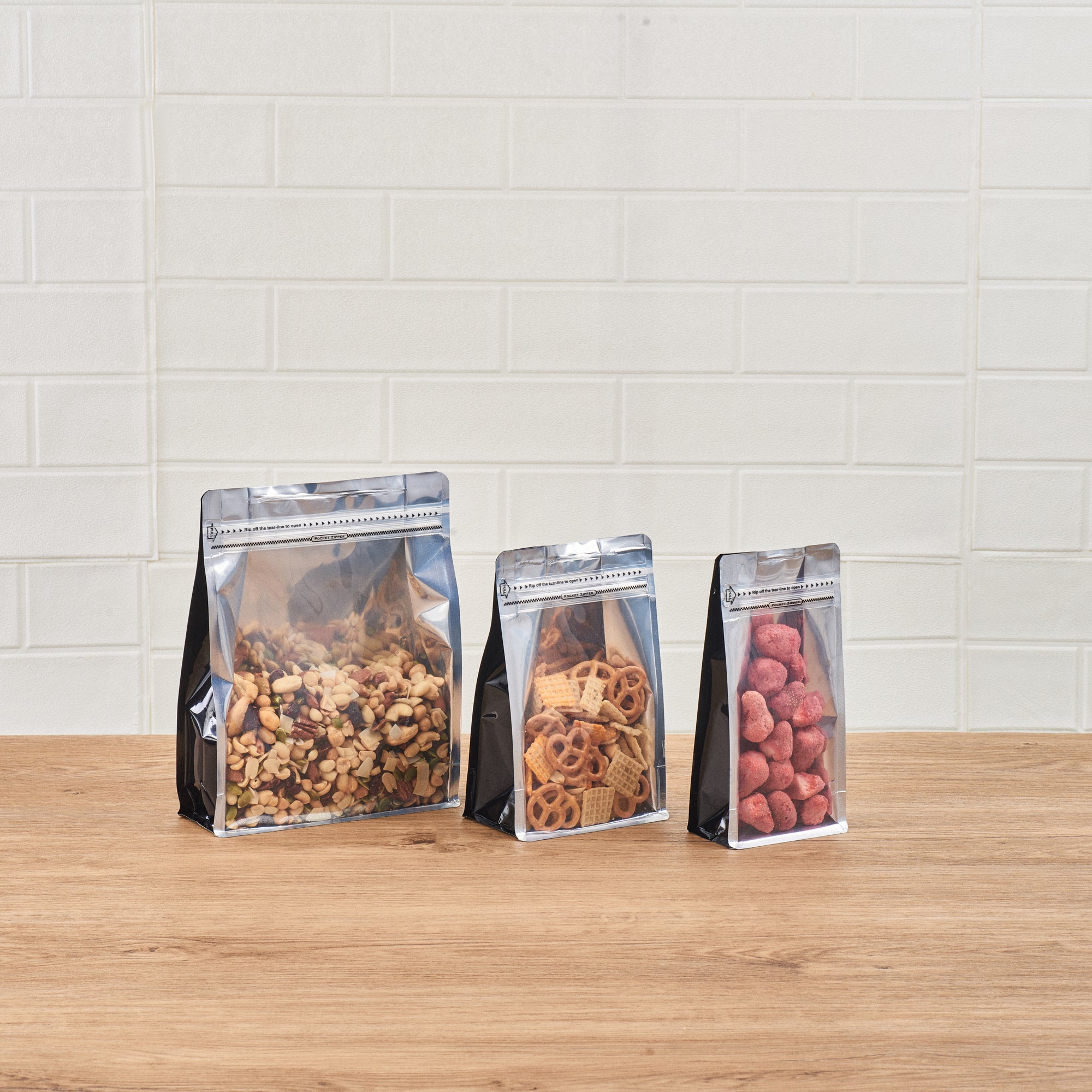 Black Plastic Medium Snack Bags - Double Seal, Rip Lock, Heat Sealable (8x5x3.25 Inches) - 100 Count Box | Perfect for Food Storage, Meal Prep & Travel Snacks