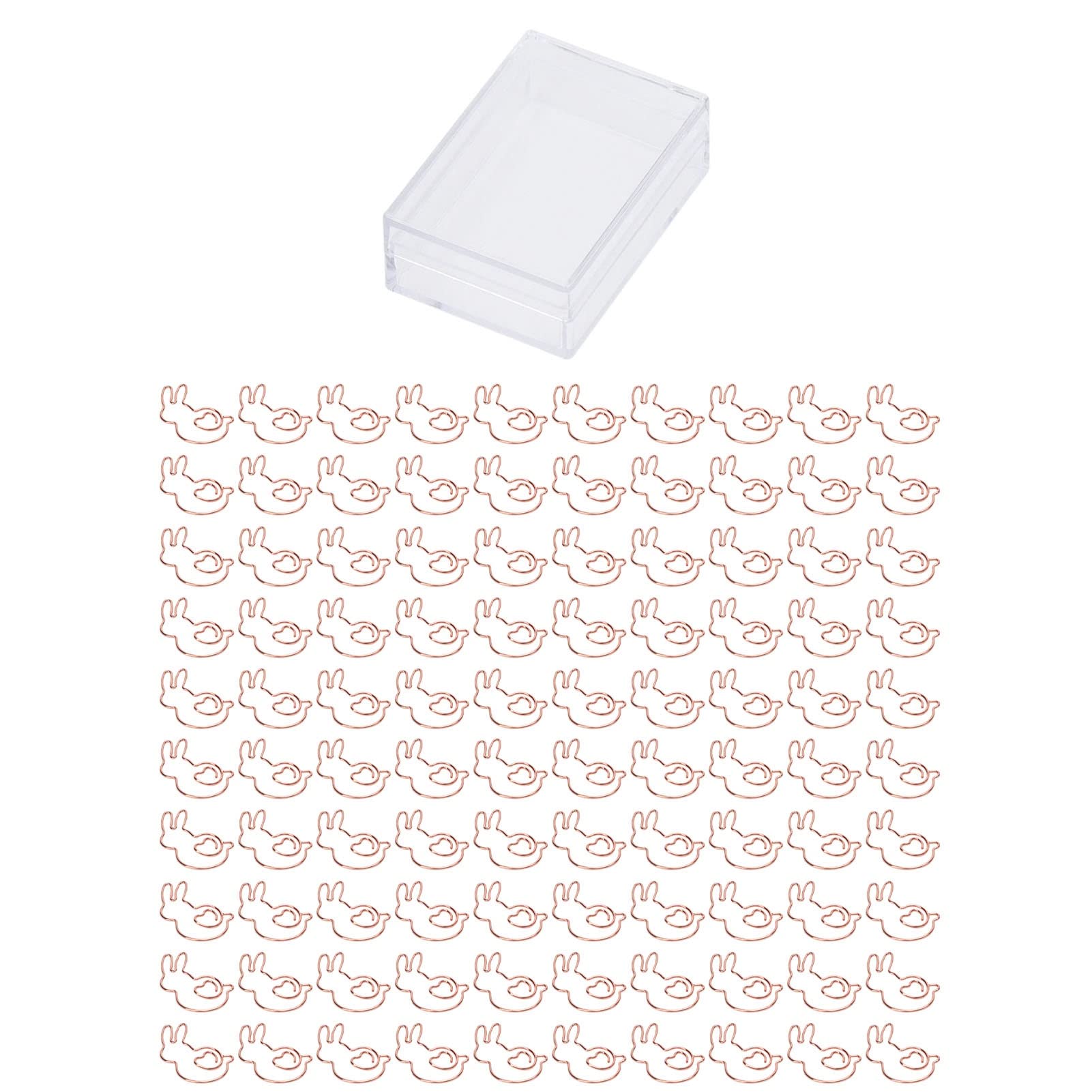 100PCS Cute Animal Shaped Rose Gold Metal Paper Clips - DIY Bookmarks, Office Supplies & School Stationery for Organizing Documents, Notes, and Books - Zerodis Electroplating Paper Clip Set with Portable Storage Box