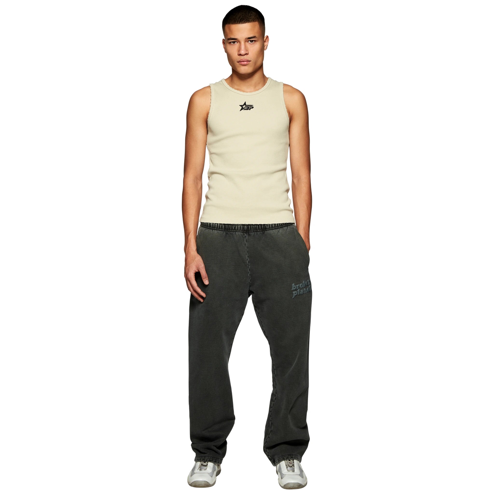 Broken Planet Basics Straight Leg Washed Soot Black Sweatpants for Men - Comfortable Casual Lounge Pants for Home, Gym & Streetwear Fashion