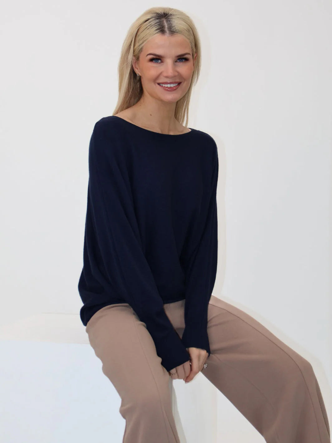 Elba Jumper Navy Blue - Stylish Knit Sweater for Women | Cozy Winter Pullover for Casual Outfits & Office Wear